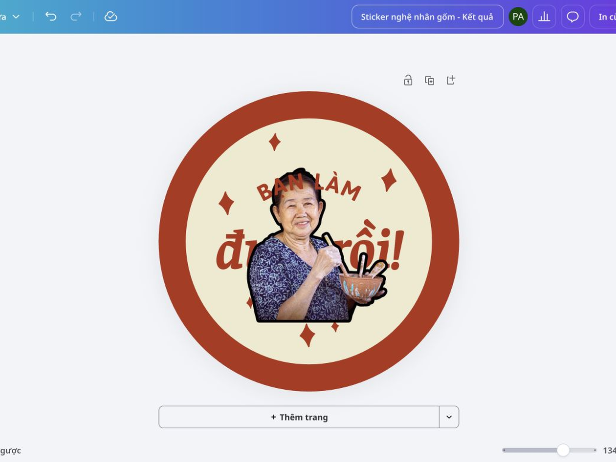 Ảnh minh họa tạo sticker Ảnh gốc được tách chủ thể, thêm đường viền và biến thành nhiều mẫu sticker cá nhân có thể chỉnh sửa trên Canva.