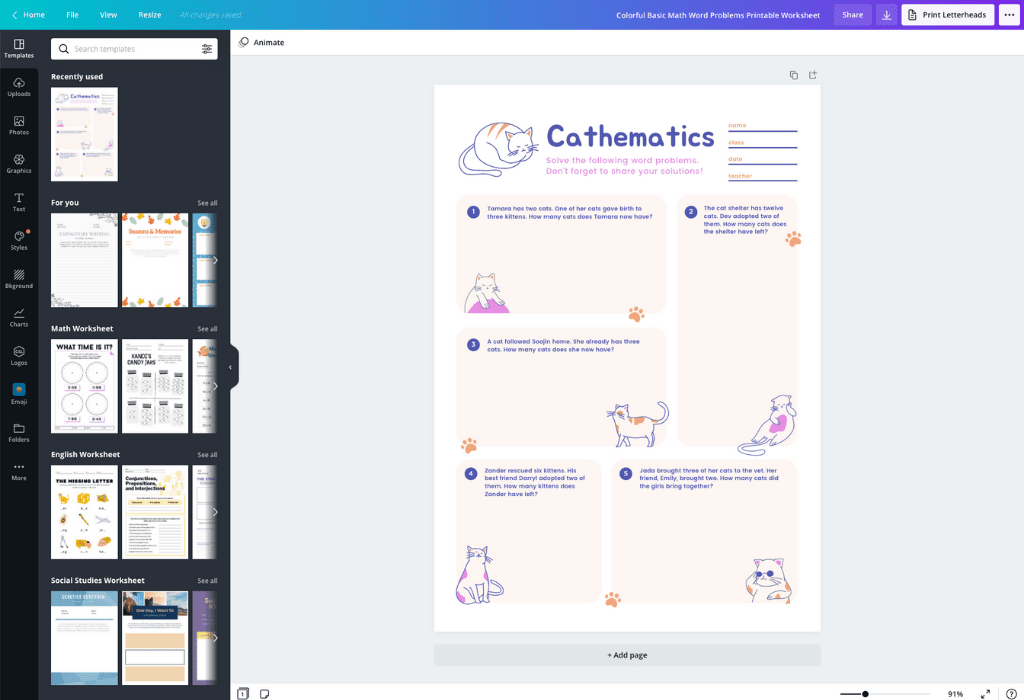 How to make worksheets - Canva