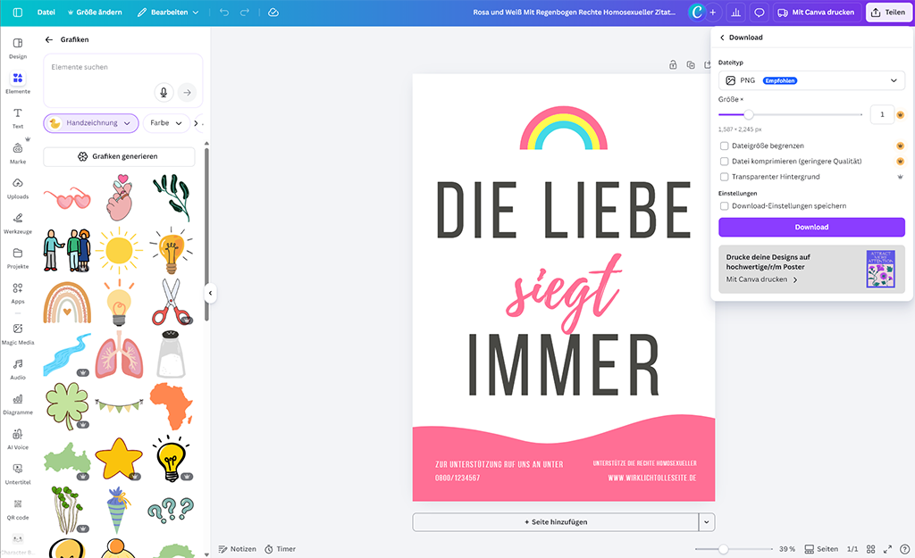 So erstellst du ein Poster mit Spruch - Canva