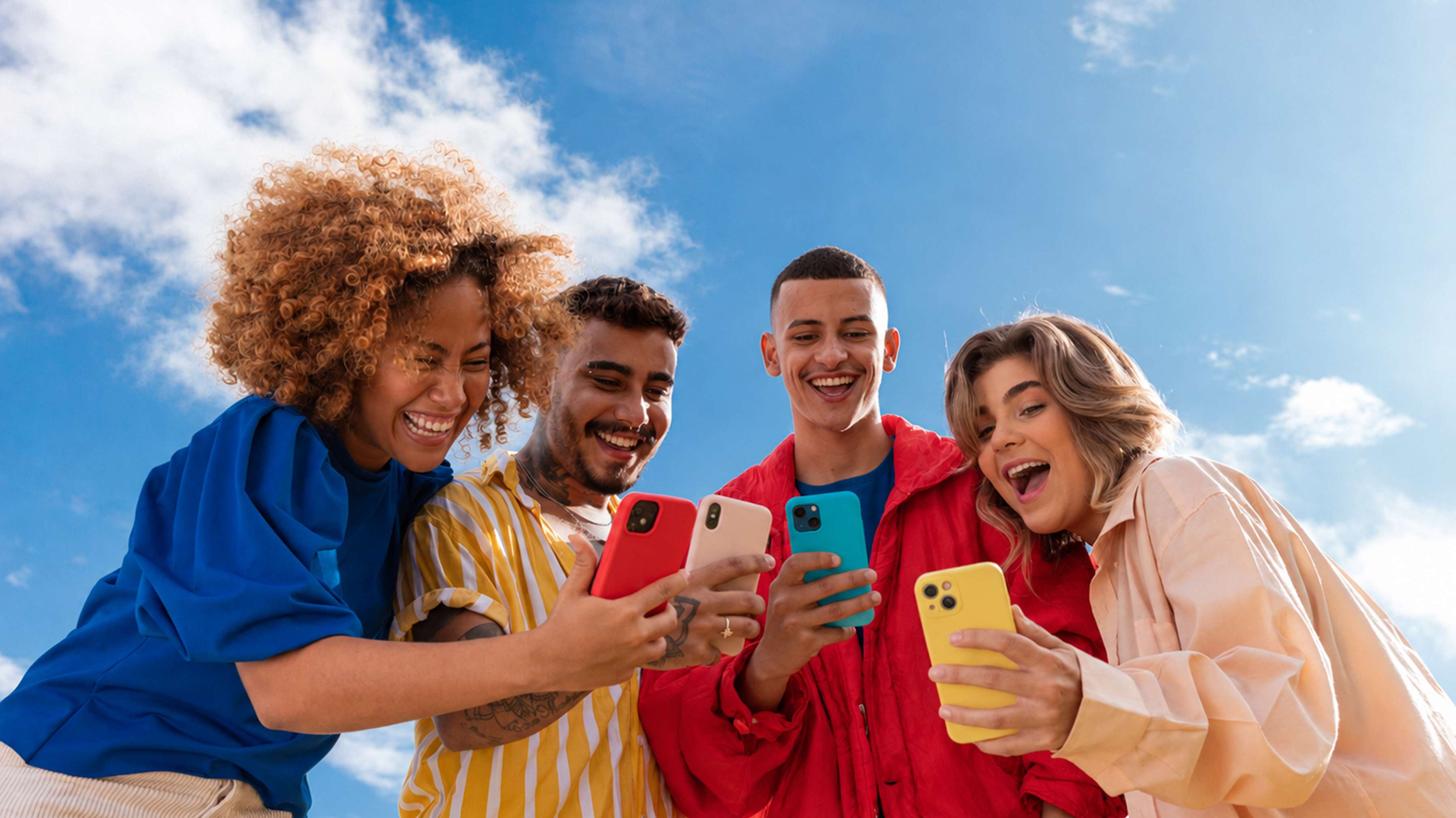 Group of people before and after background removed