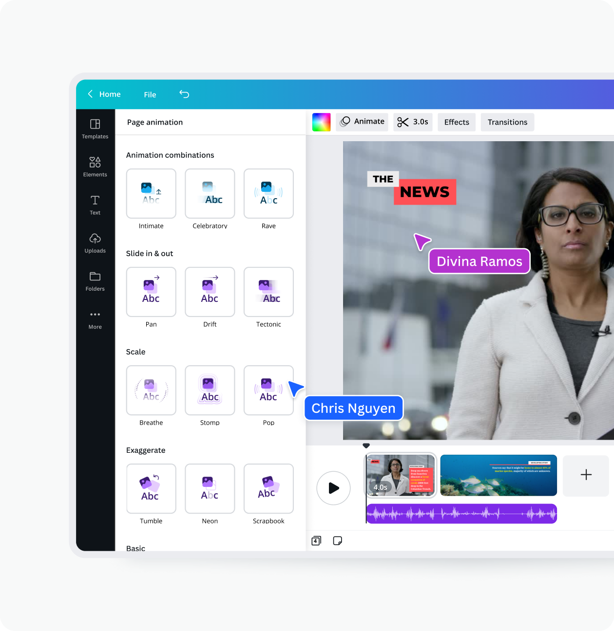 Video editing features for newsroom teams in Canva