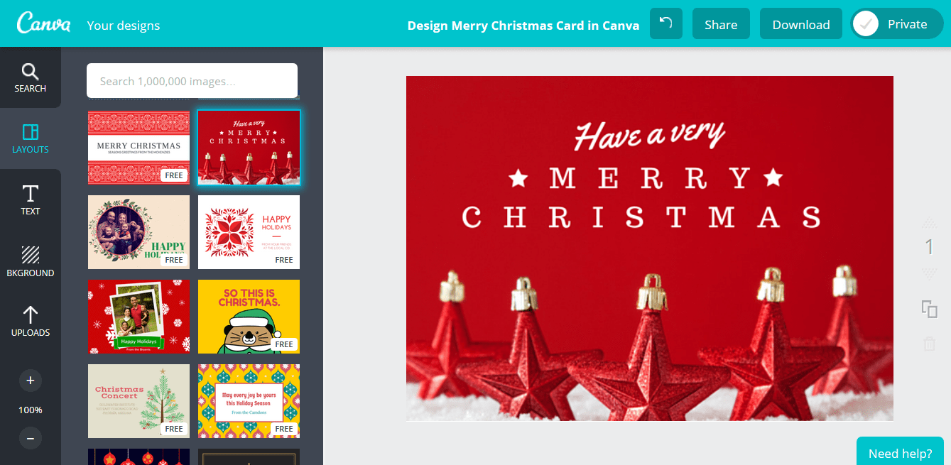 Carte de Noël en cours de création sur Canva Carte de Noël en cours de création sur Canva