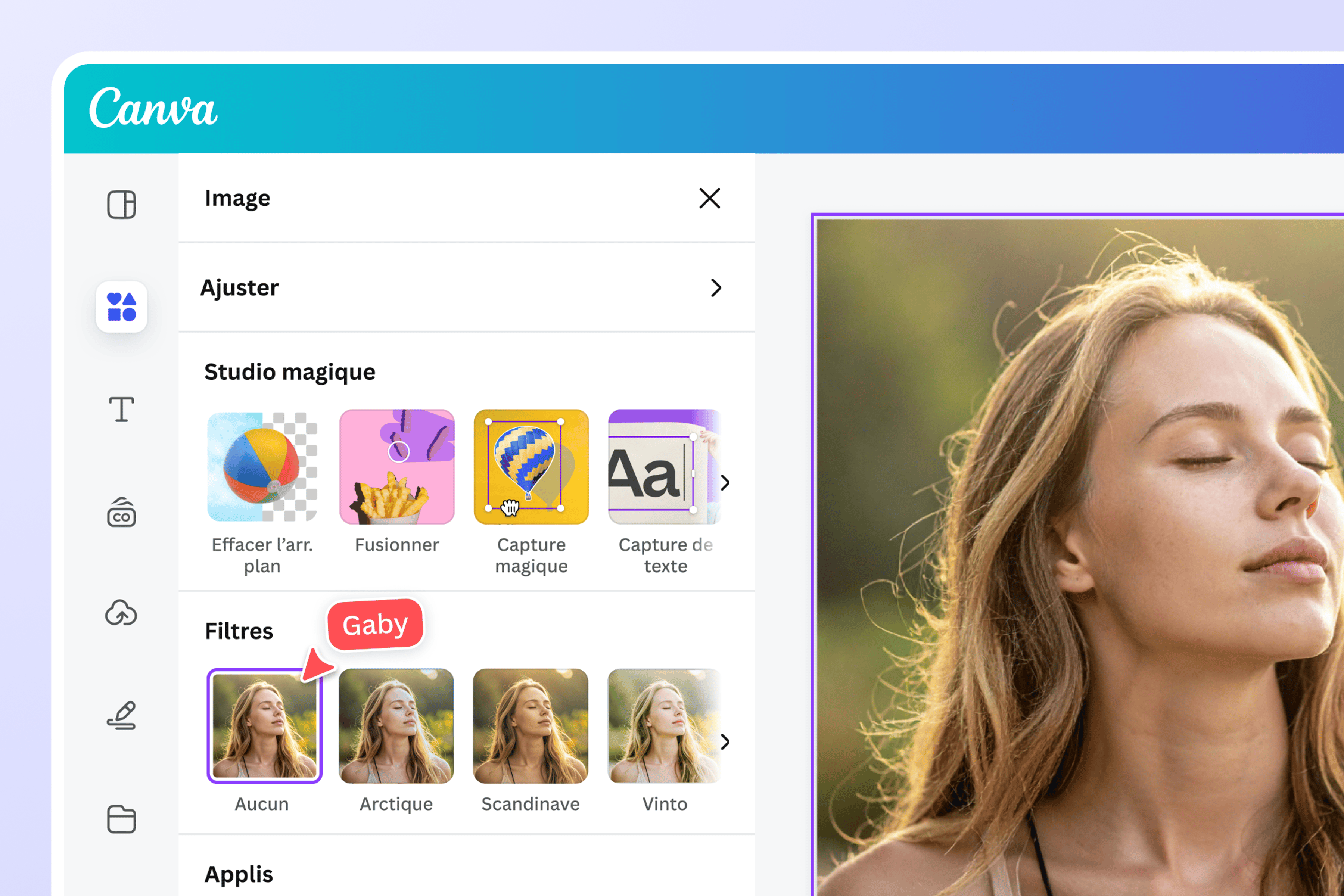 Photo convertie de JPG en PDF en cours de modification sur Canva