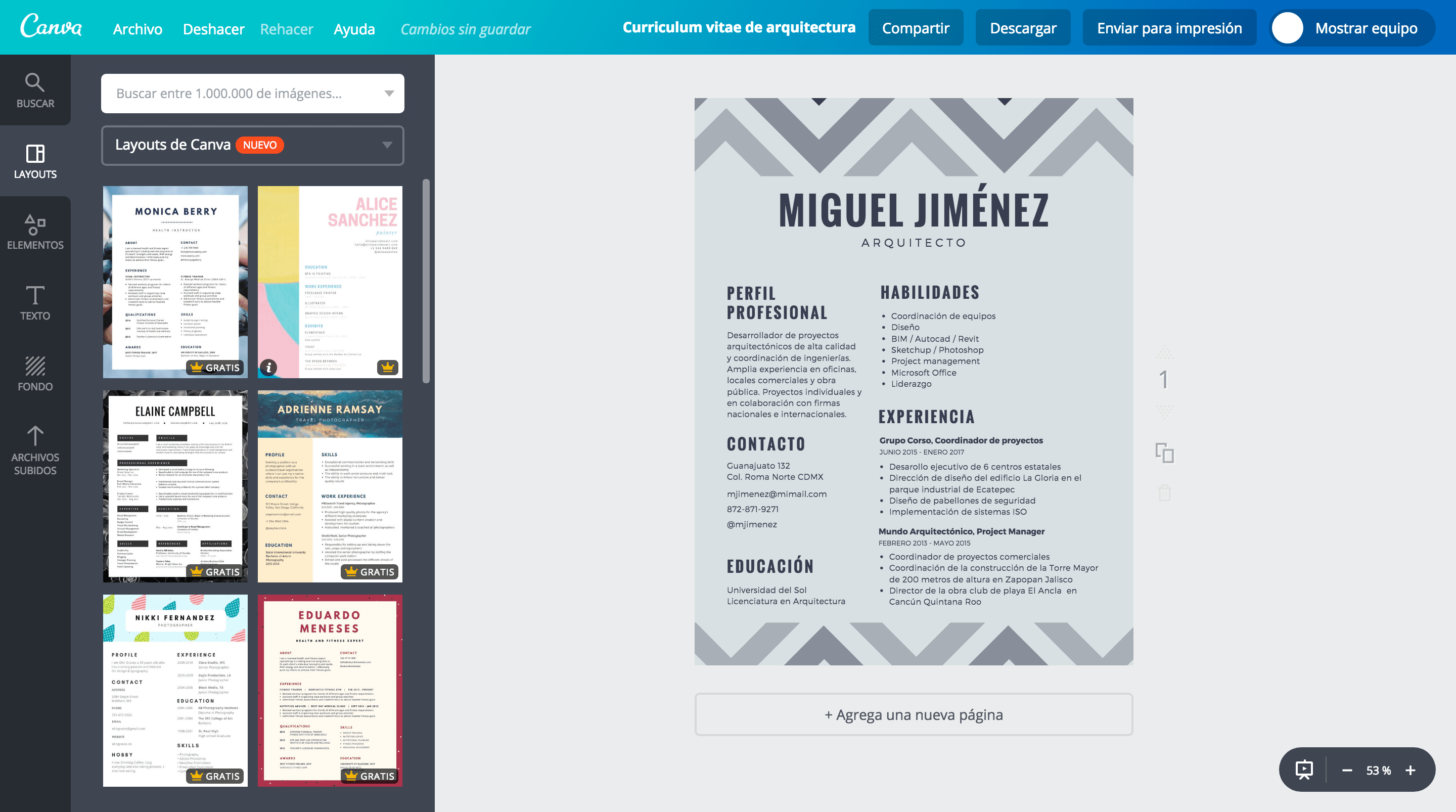 Curriculum vitae para arquitecto Curriculum vitae para arquitecto