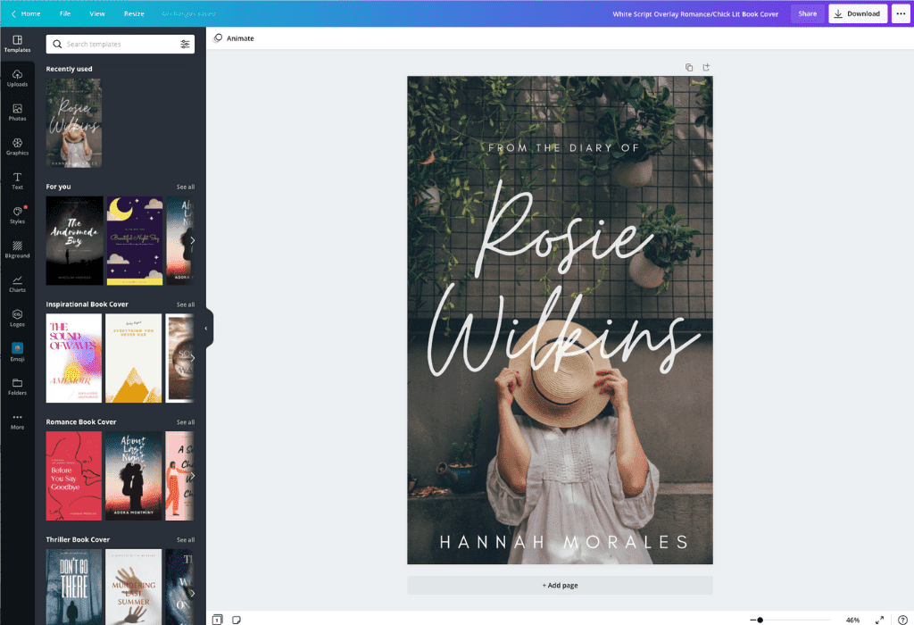 How to make a book cover - Canva