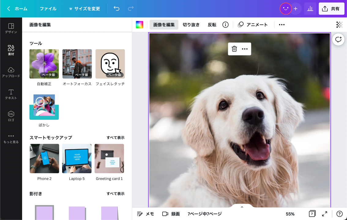 明るさ調整といっしょに、画像の加工も