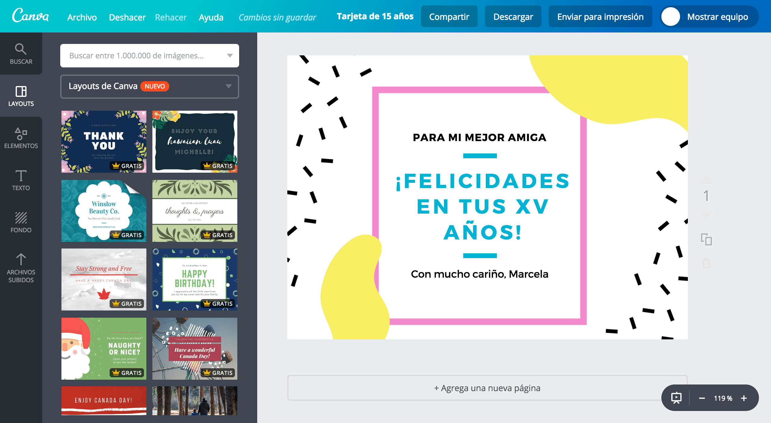 Tarjetas de 15 años