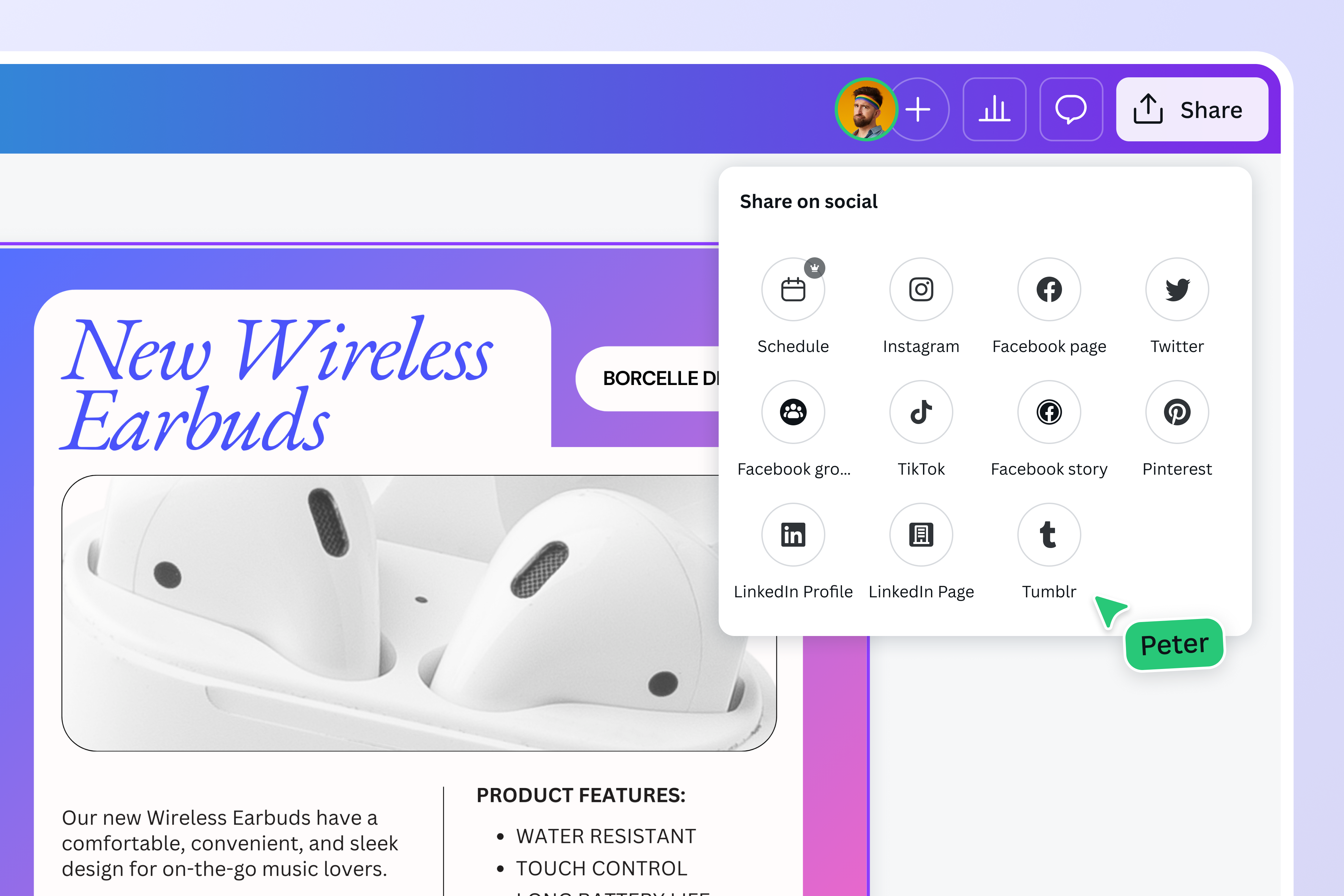 Share your design across social media platforms