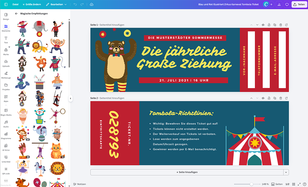 Tombola Los erstellen