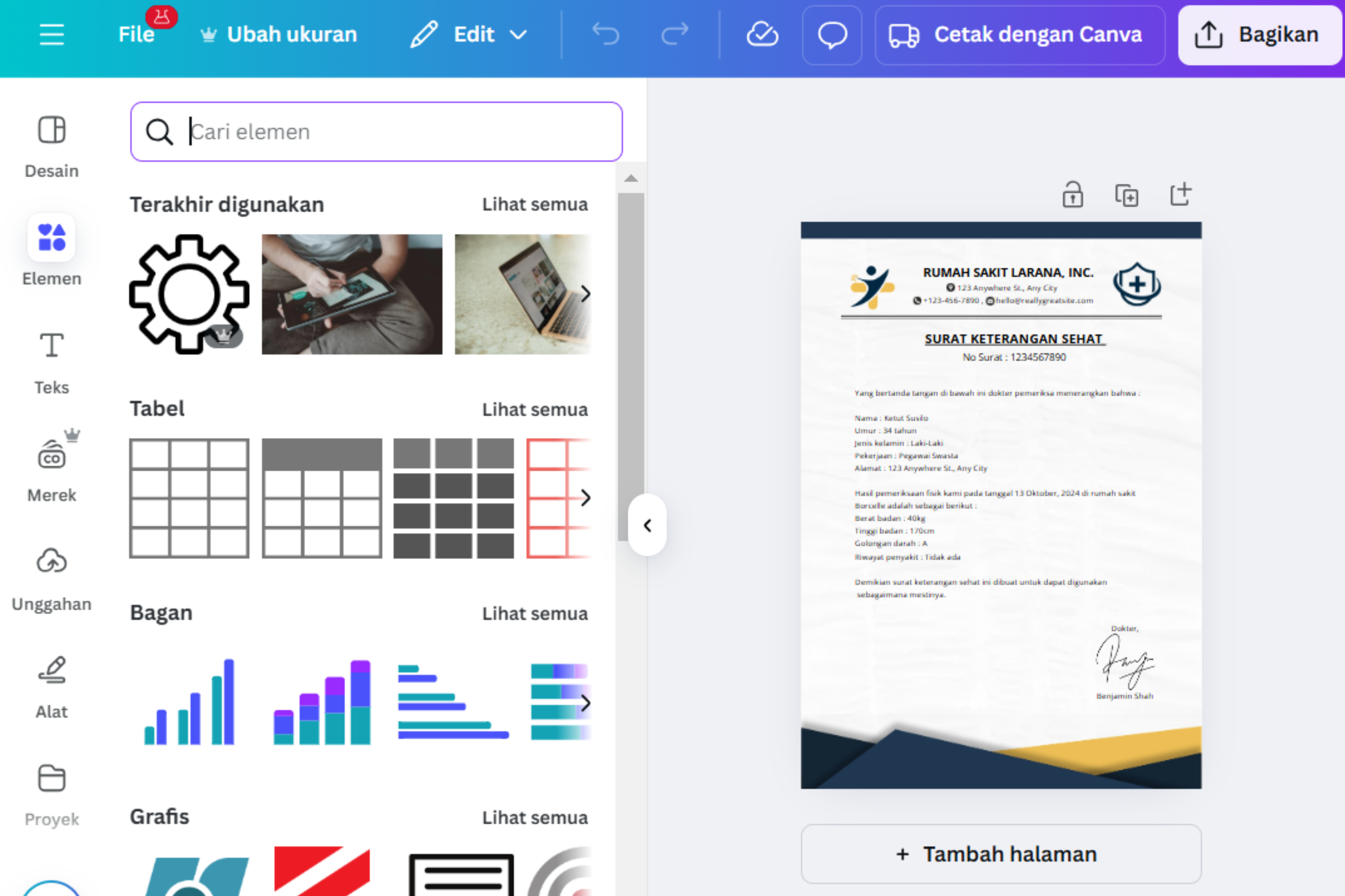 atur halaman pdf di Canva