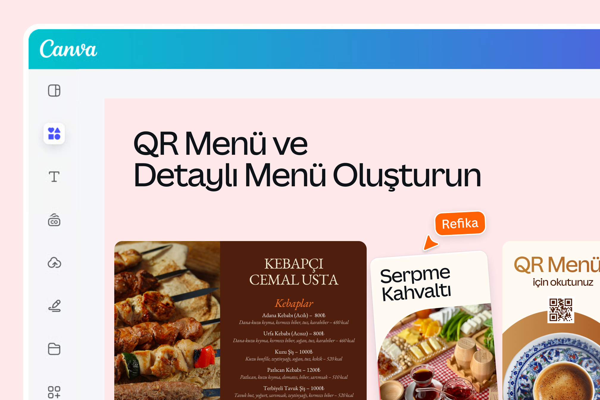 restaurant menü tasarım - detaylı menü -Canva