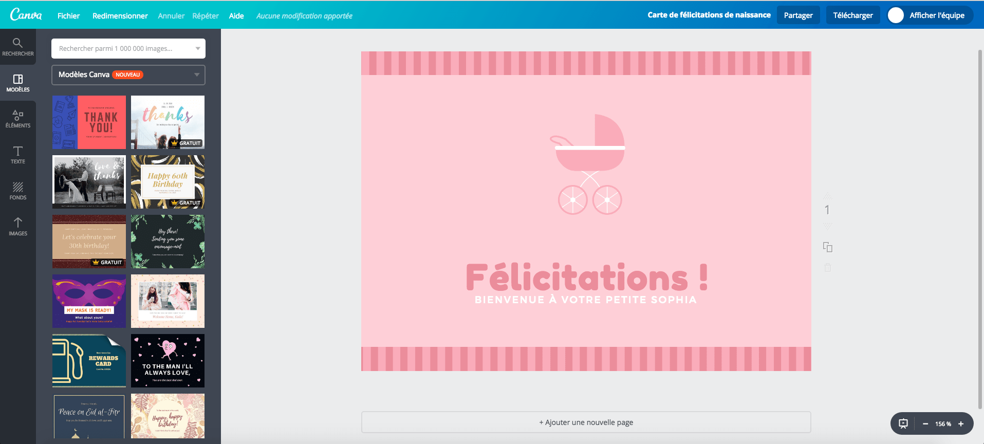 Carte de félicitations naissance