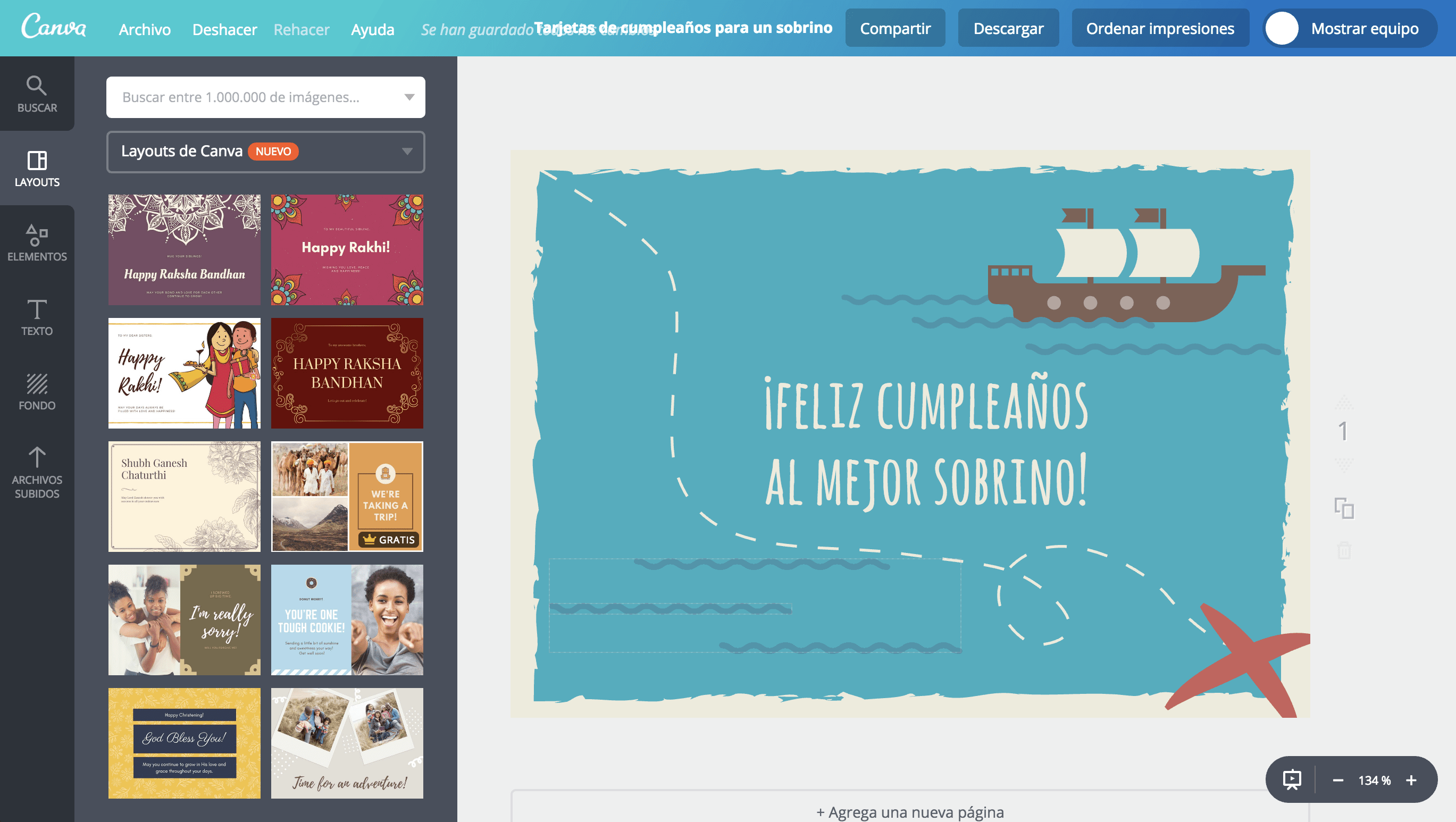 Tarjetas de cumpleaños para sobrinos