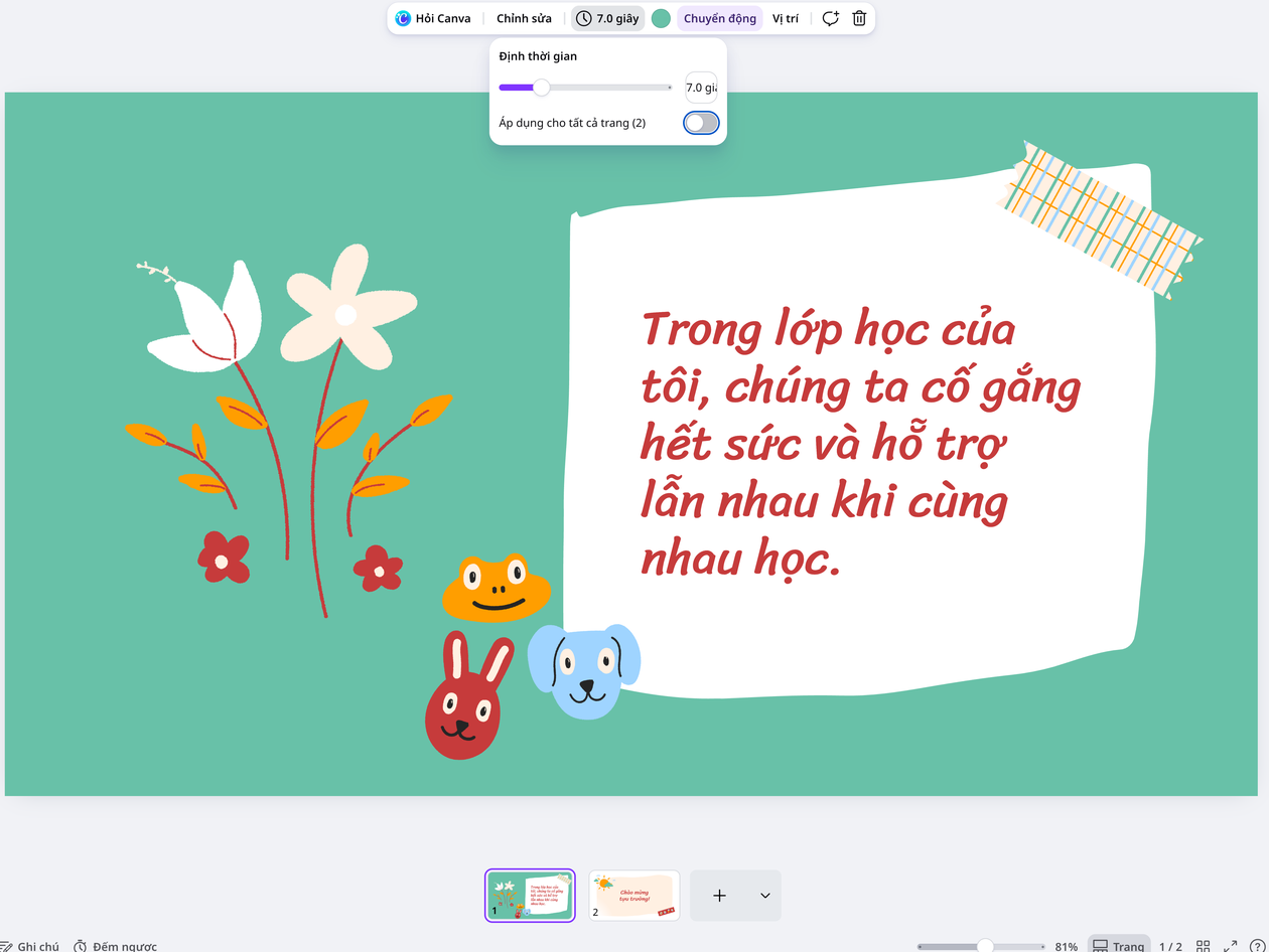 Dành đủ thời gian cho từng slide