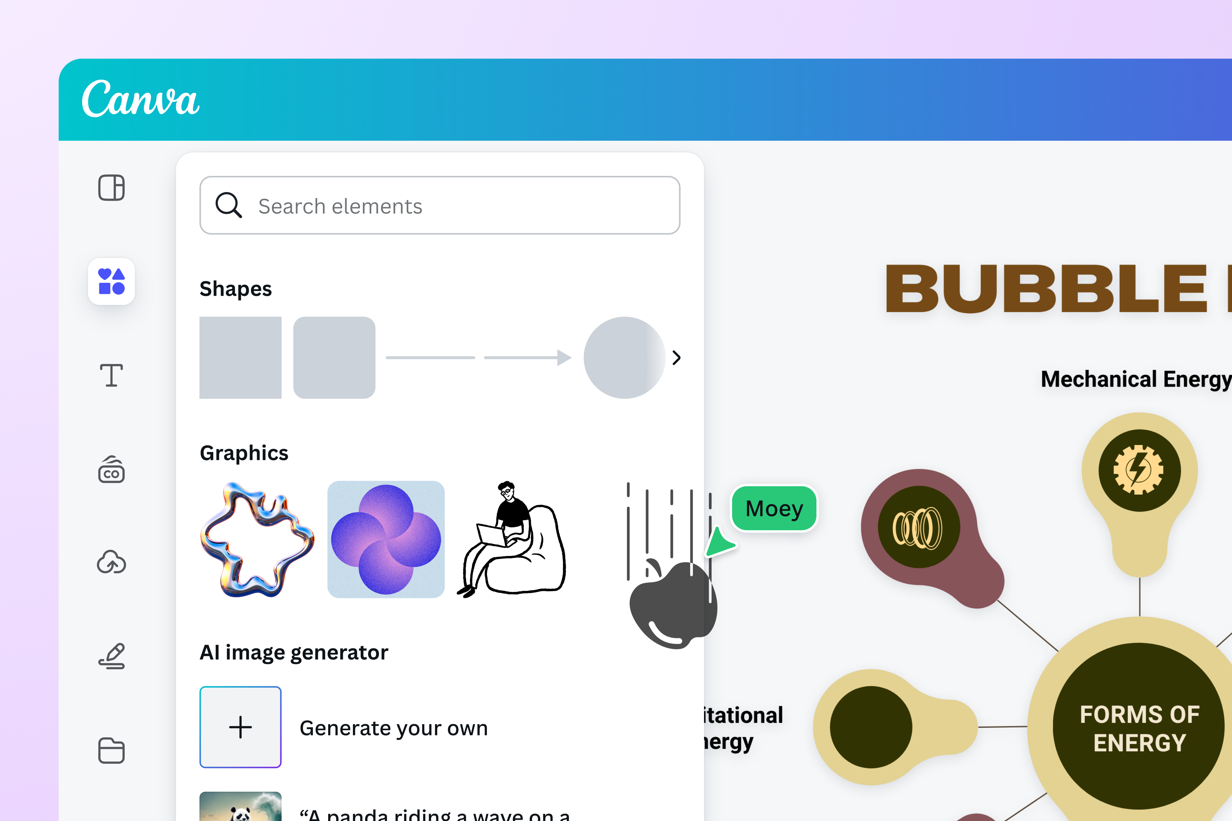 Drag and drop graphics to your bubble chart