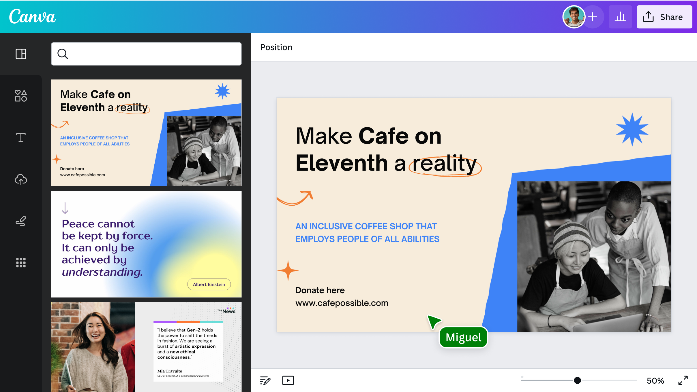Design graphics for X/Twitter with Canva, image size:2416x1361