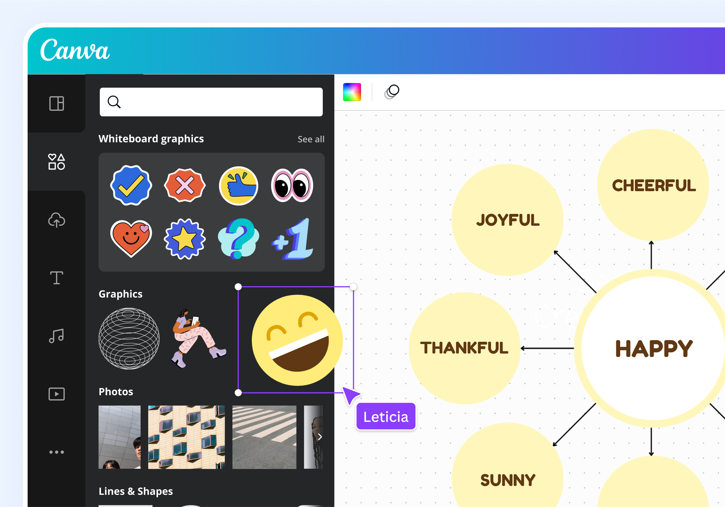 Use whiteboard graphics to design your Bubble Maps