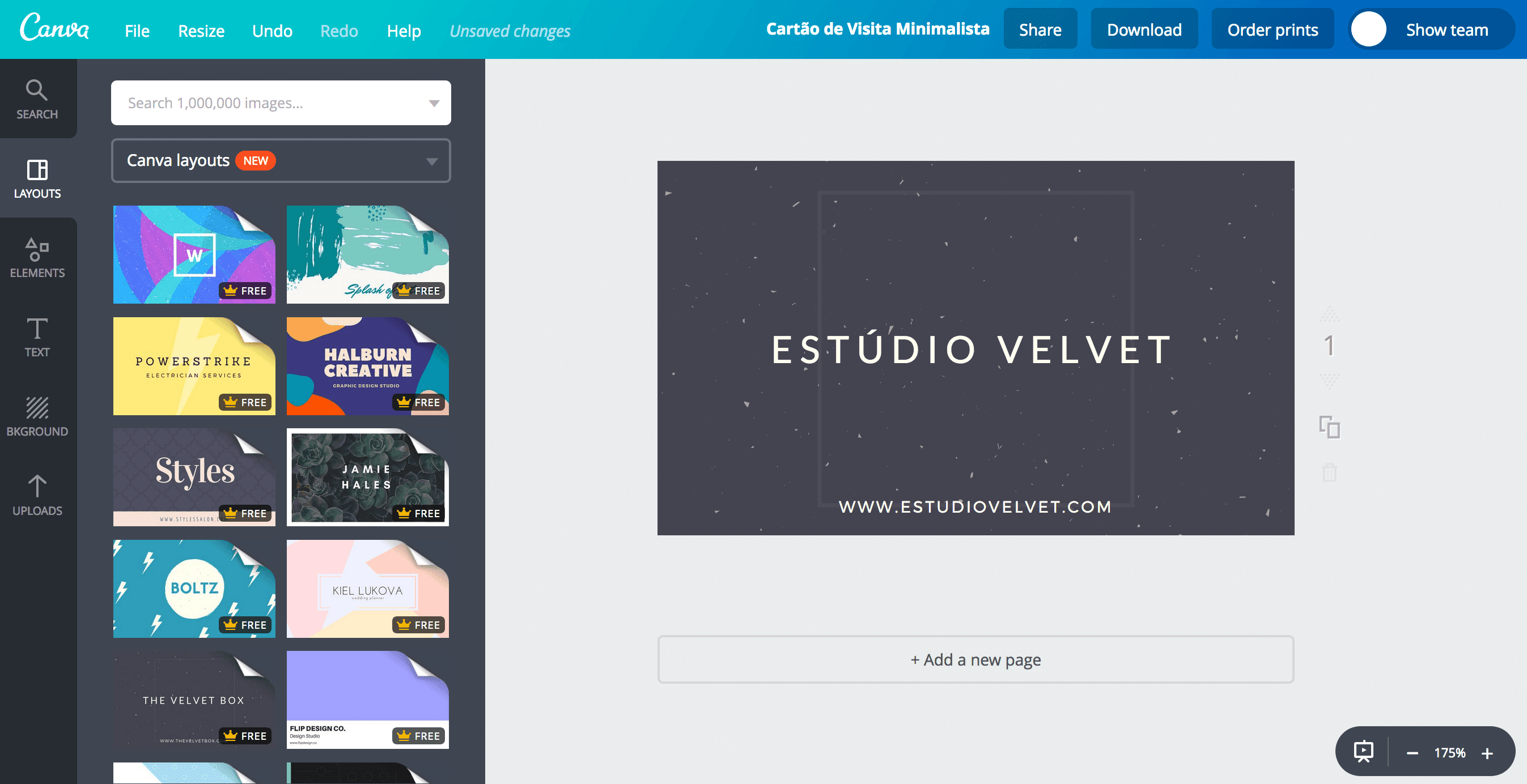 Cartão de visita minimalista Cartão de visita minimalista