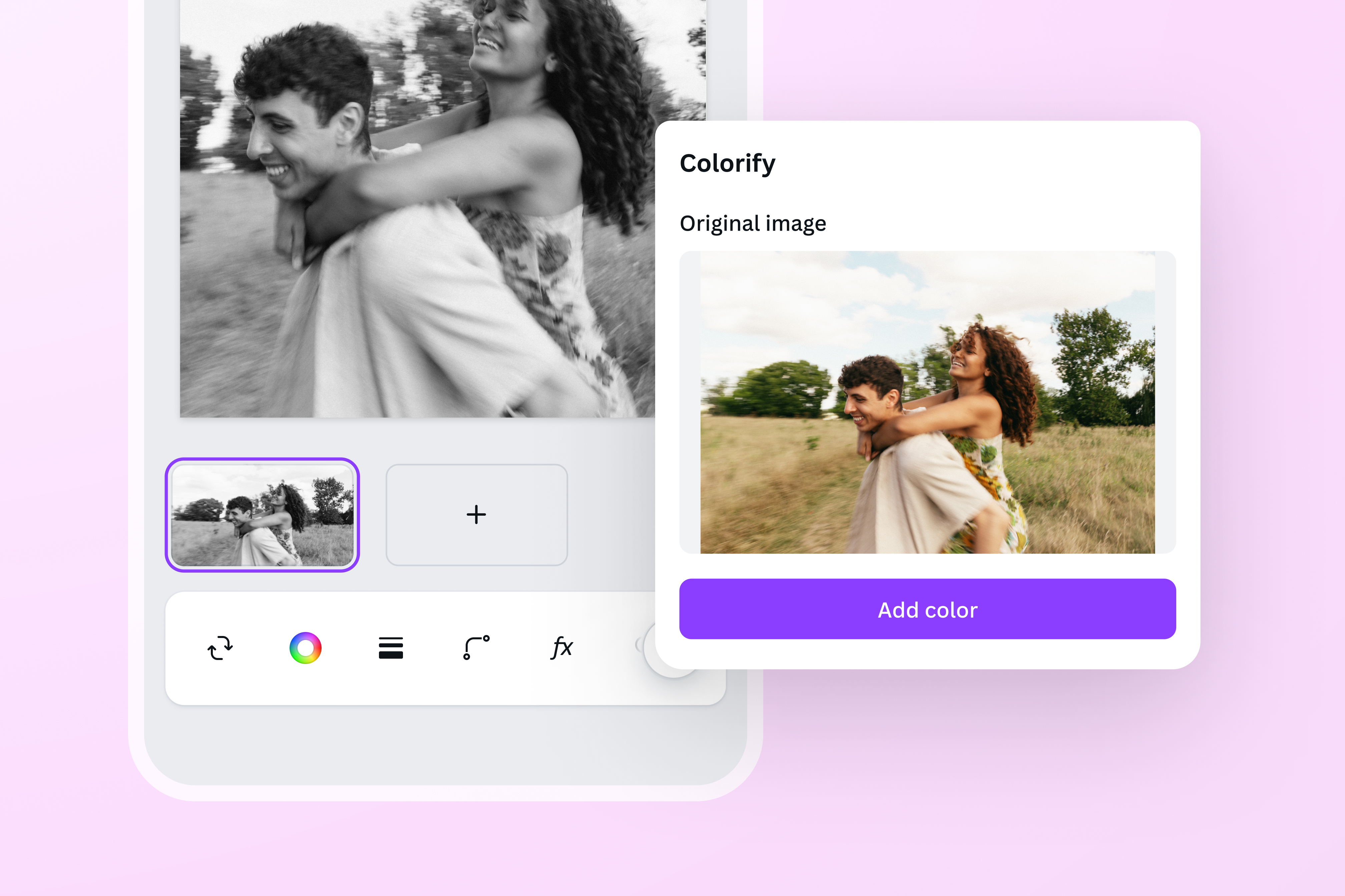 Upload a black-and-white photo then use Colorize Upload a black-and-white photo then use Colorize