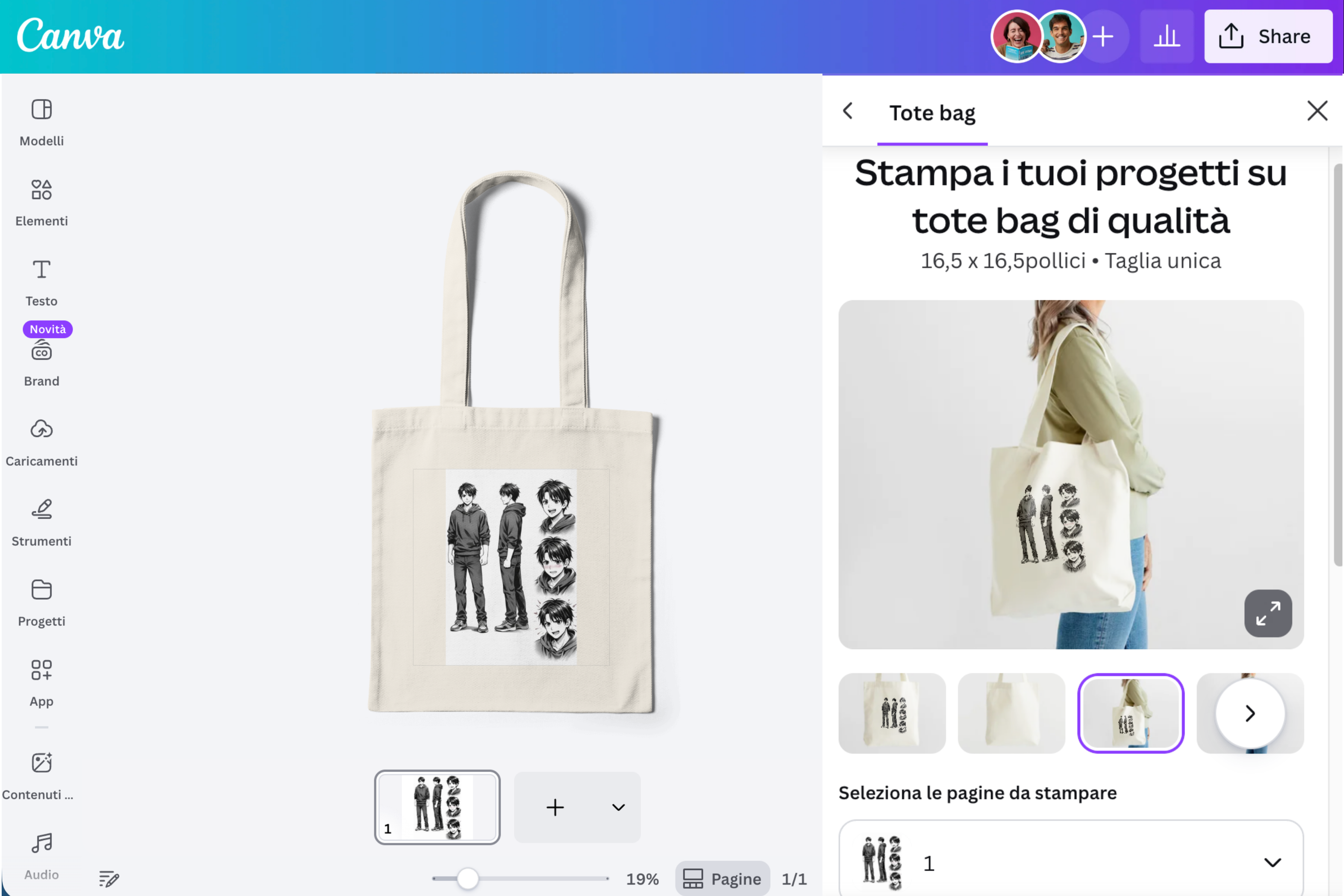 Anteprima ai manga filter su tote bag