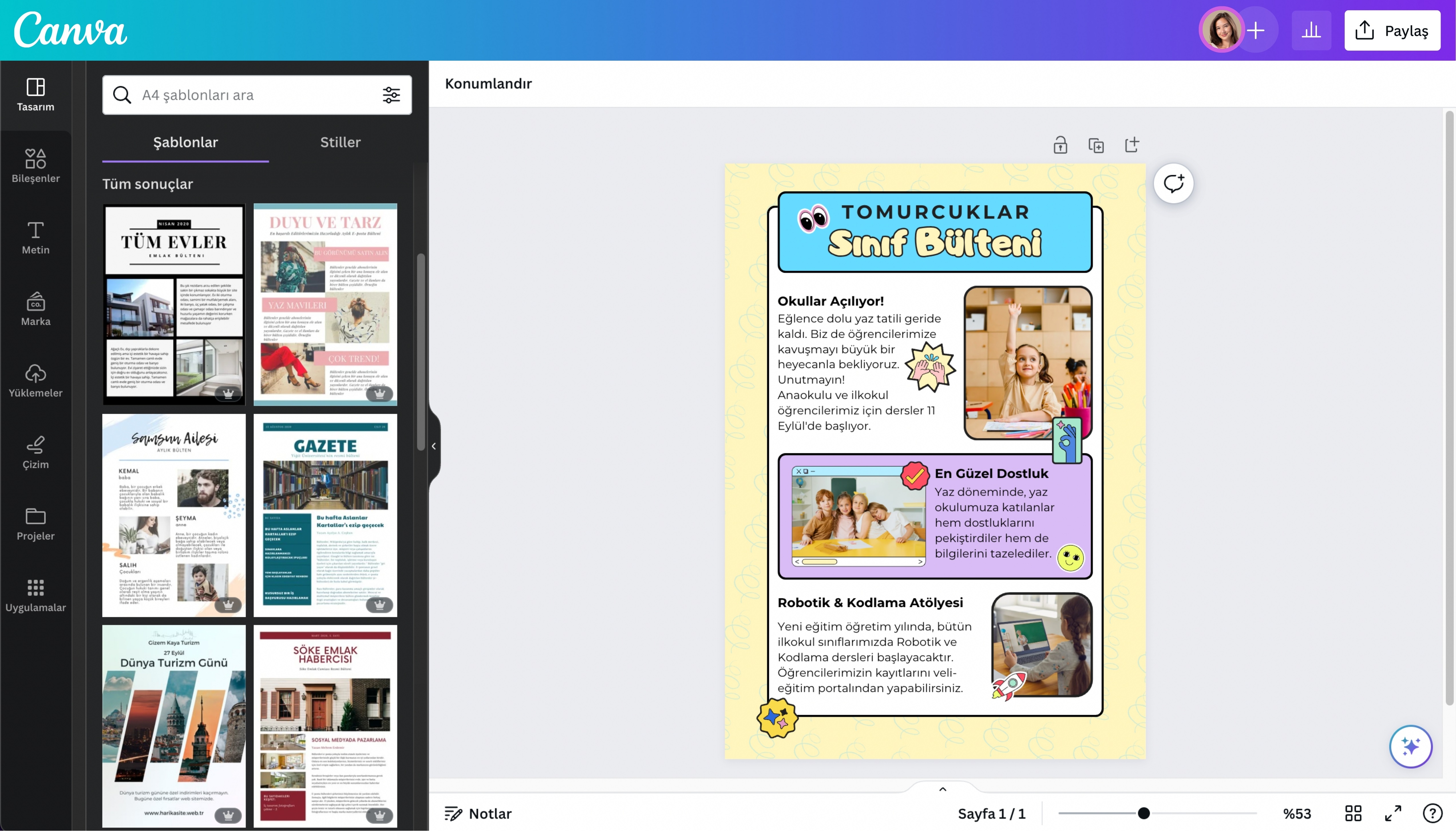 bülten hazırlama - Canva