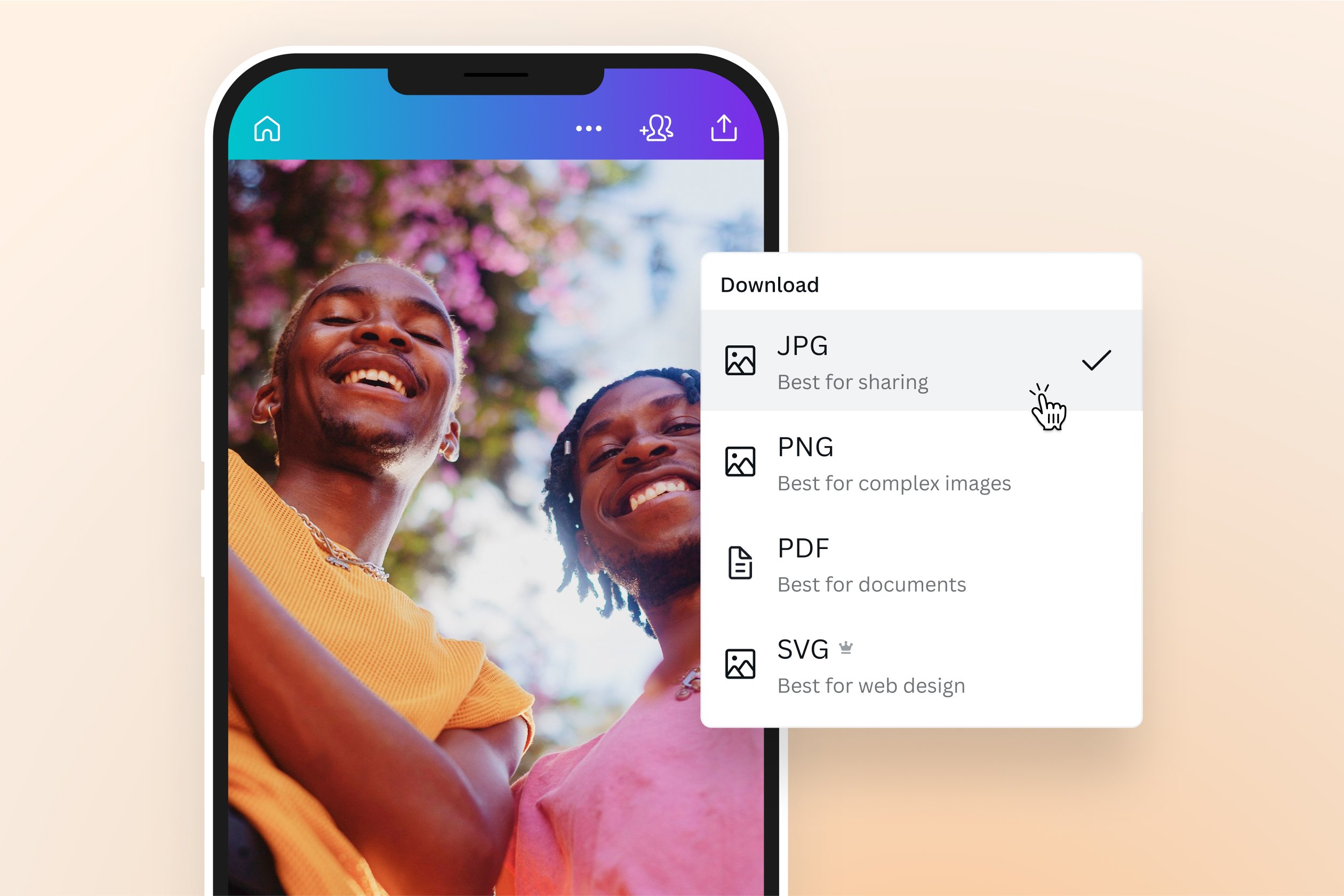 ubah gambar dan foto dari file WebP ke JPG dengan mudah di Canva