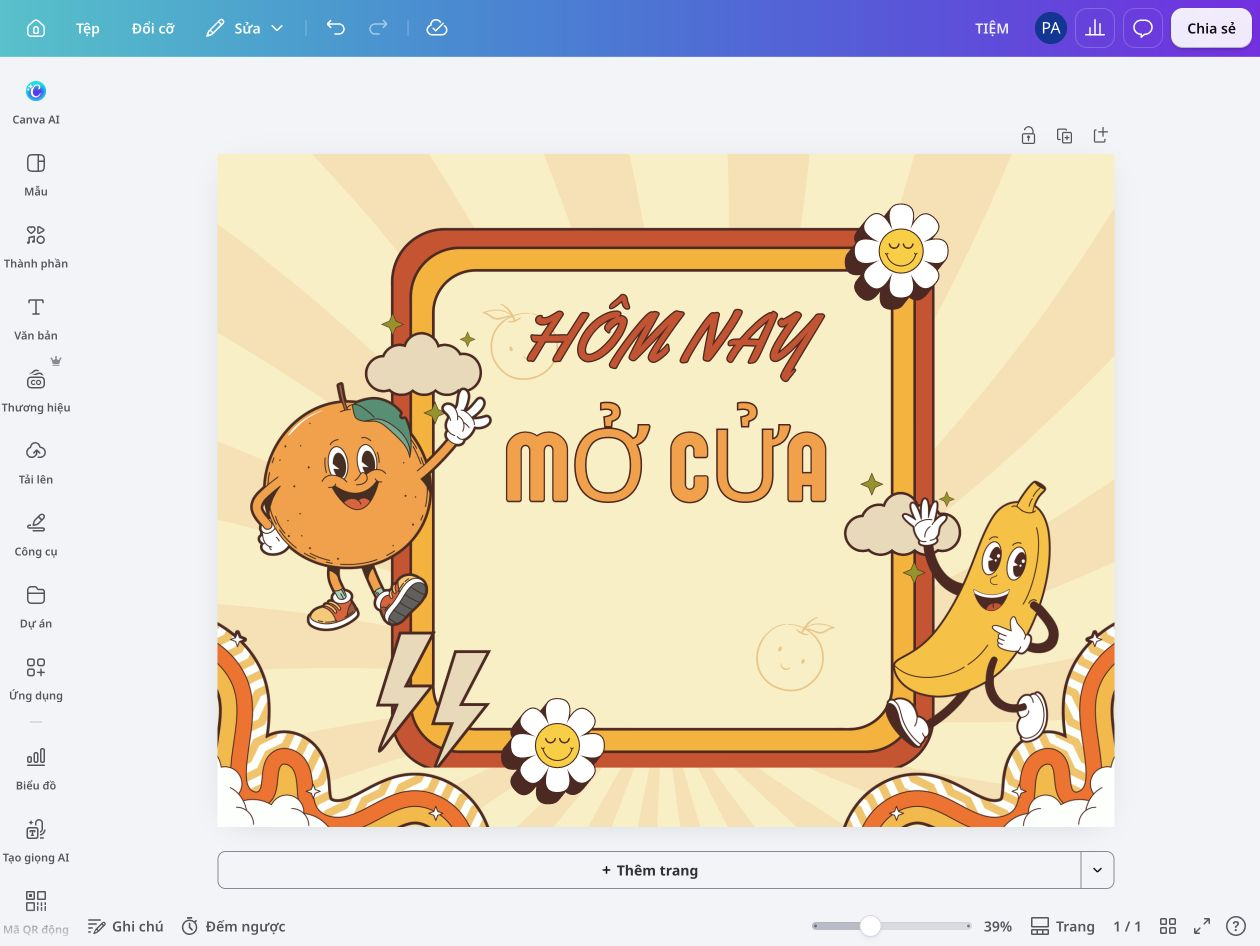 Create Signs Lead Thiết kế biển quảng cáo tiếng Việt hiển thị trong trình chỉnh sửa Canva.