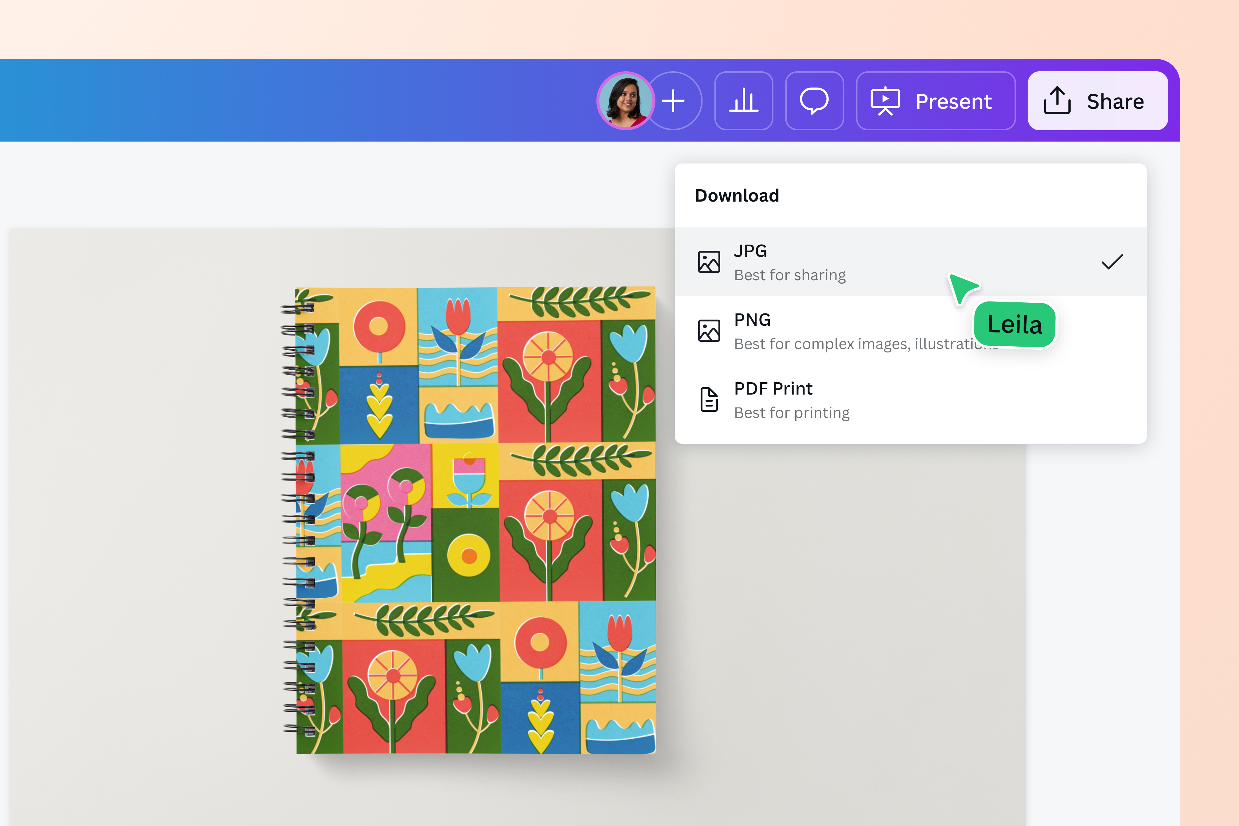 Download your patterned image in JPG format