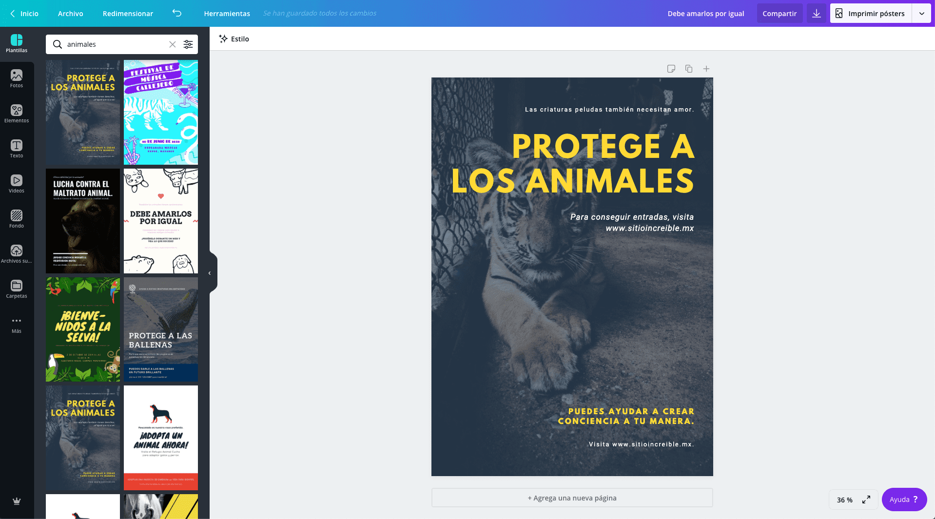 Cartel de animales Cartel de animales
