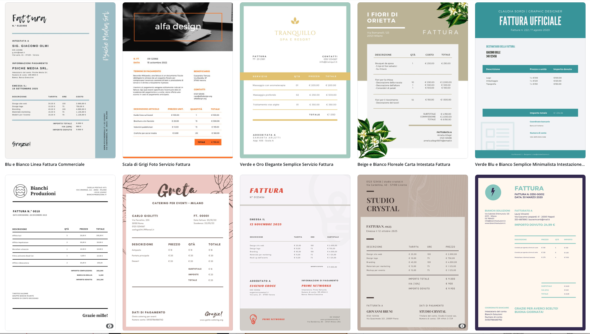 Creare fattura con Canva