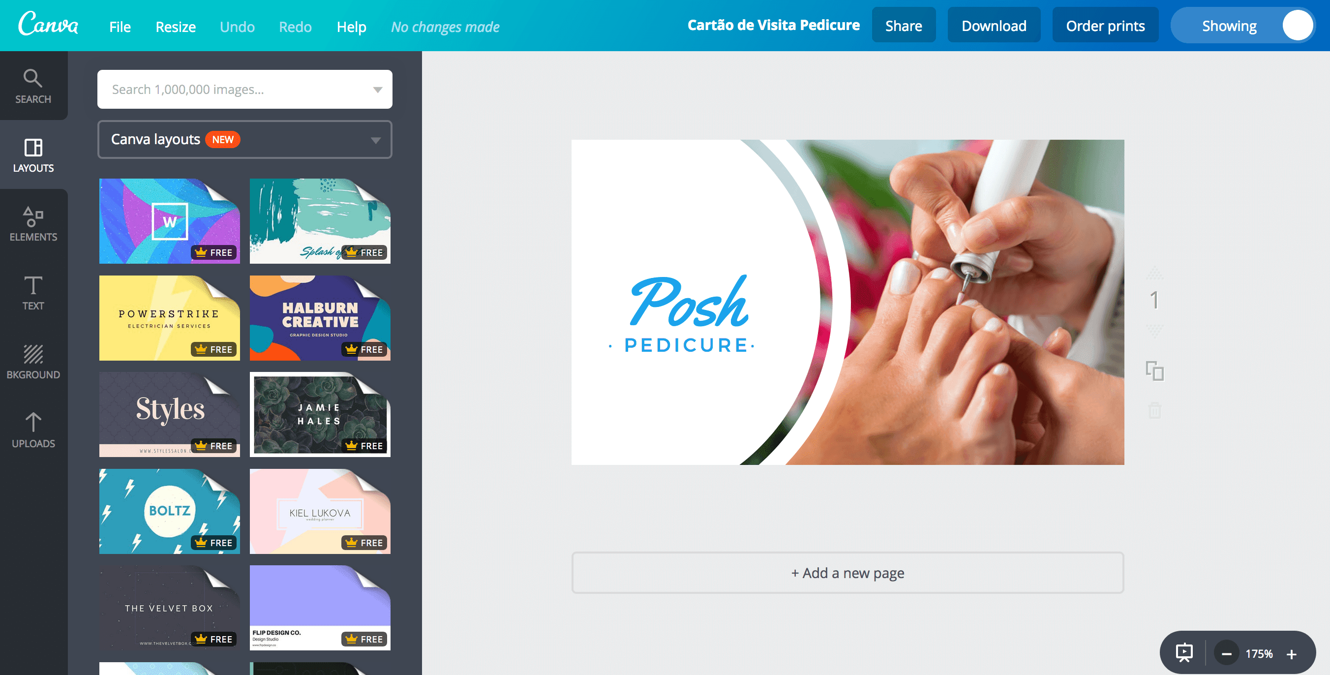 Cartão de visita para pedicure