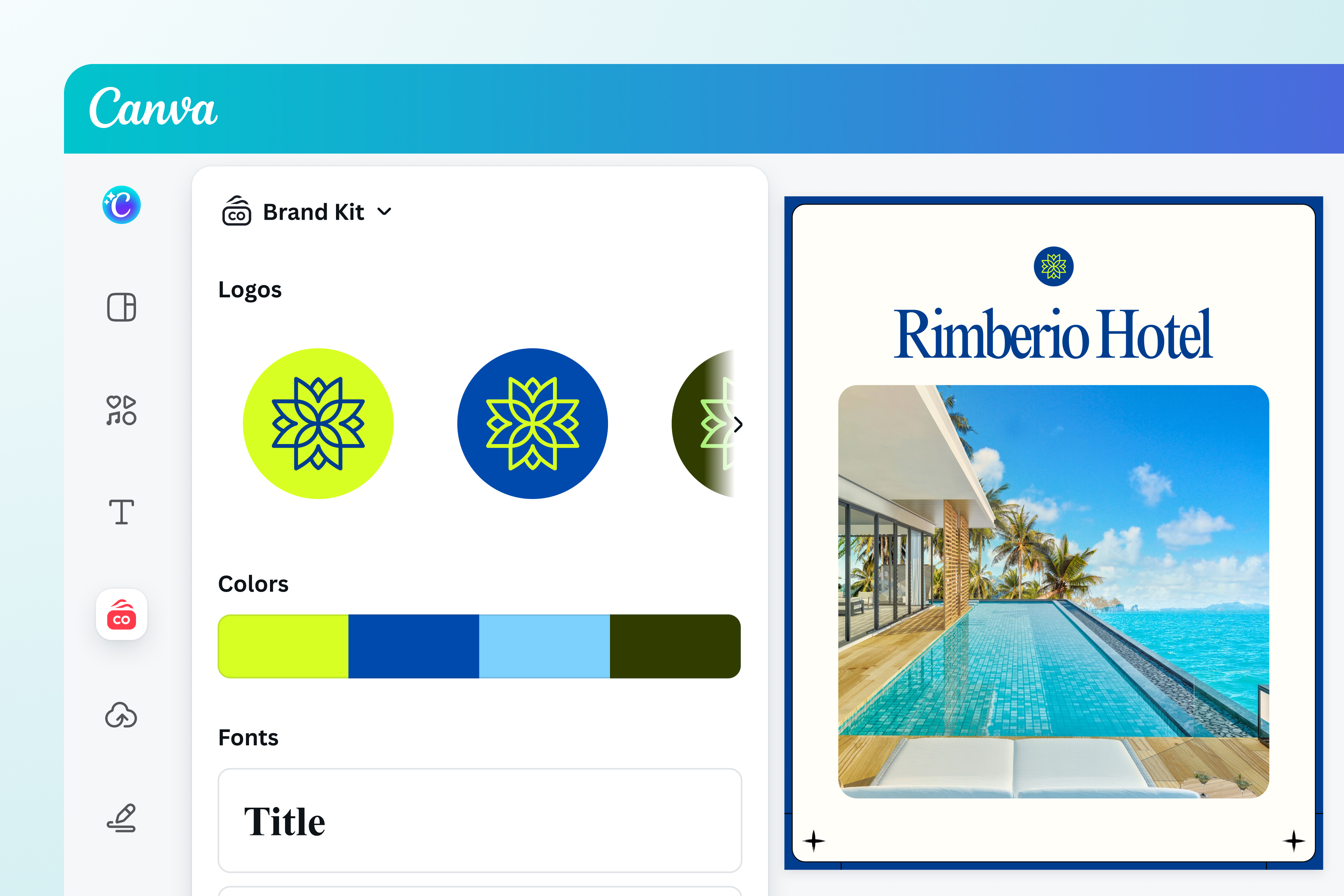 Use your brand kit logo, colors, and fonts