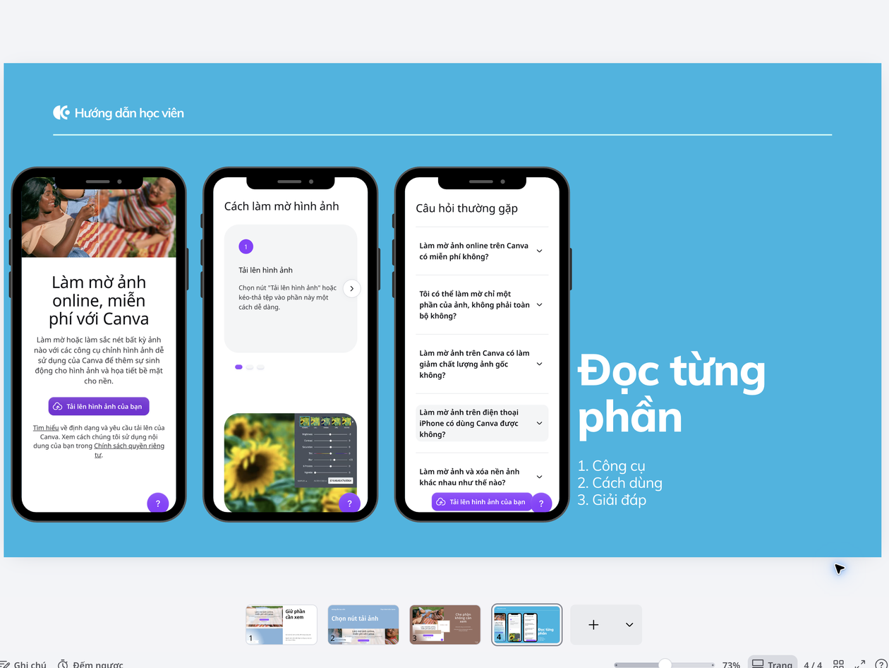 Sắp xếp ảnh chụp thành hướng dẫn nhiều phần