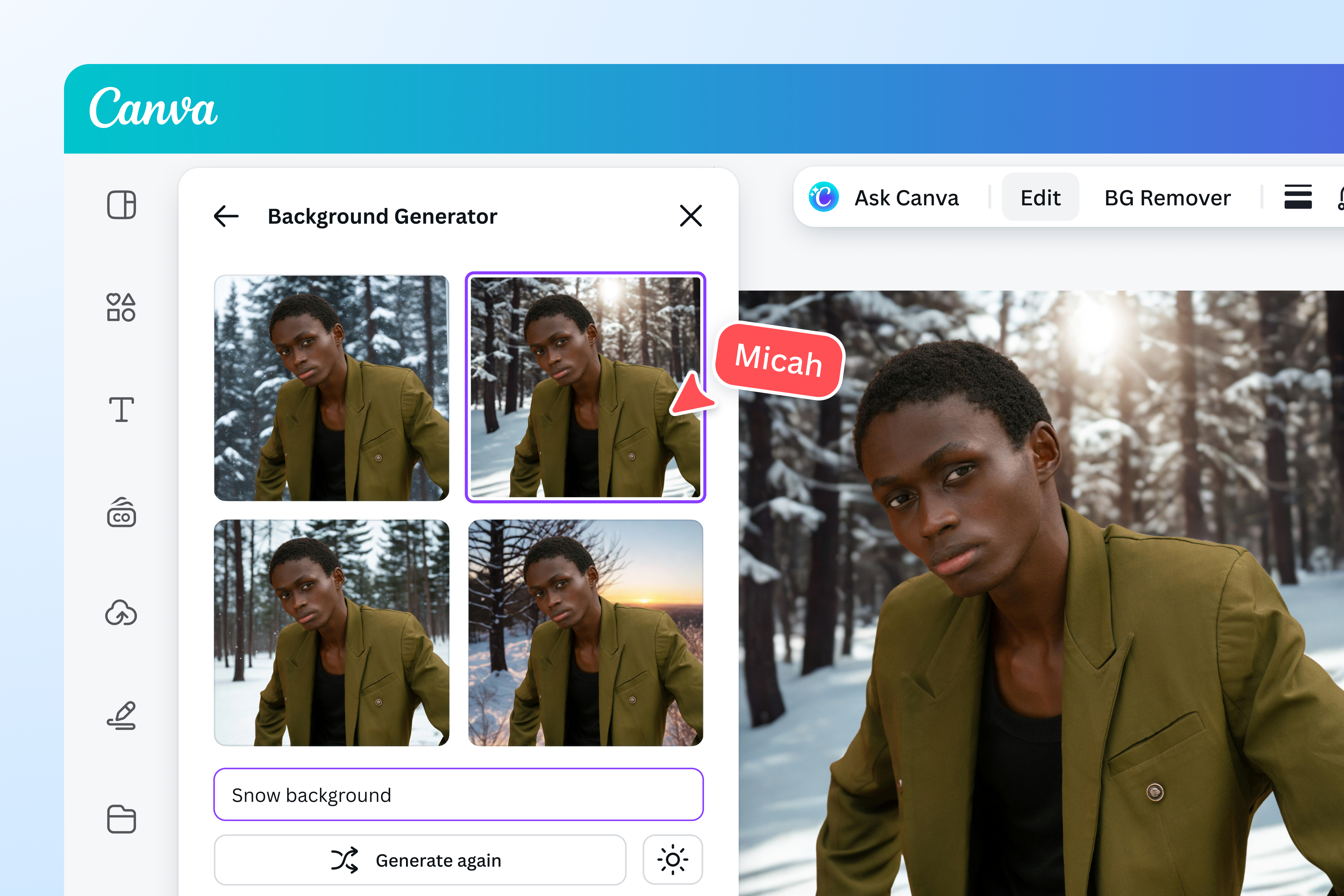 Replace your image background with BG Generator