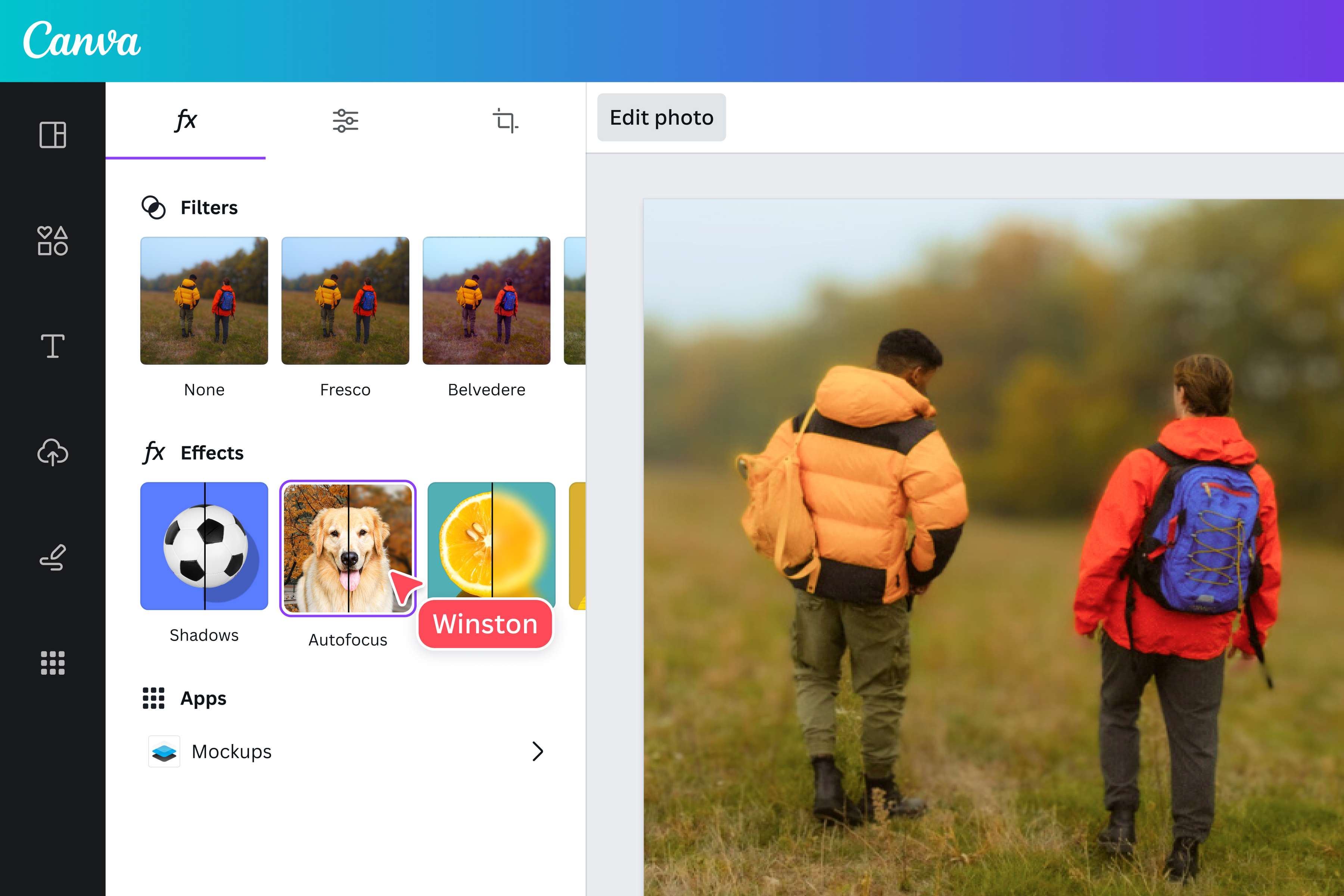 Use auto-focus to blur the background