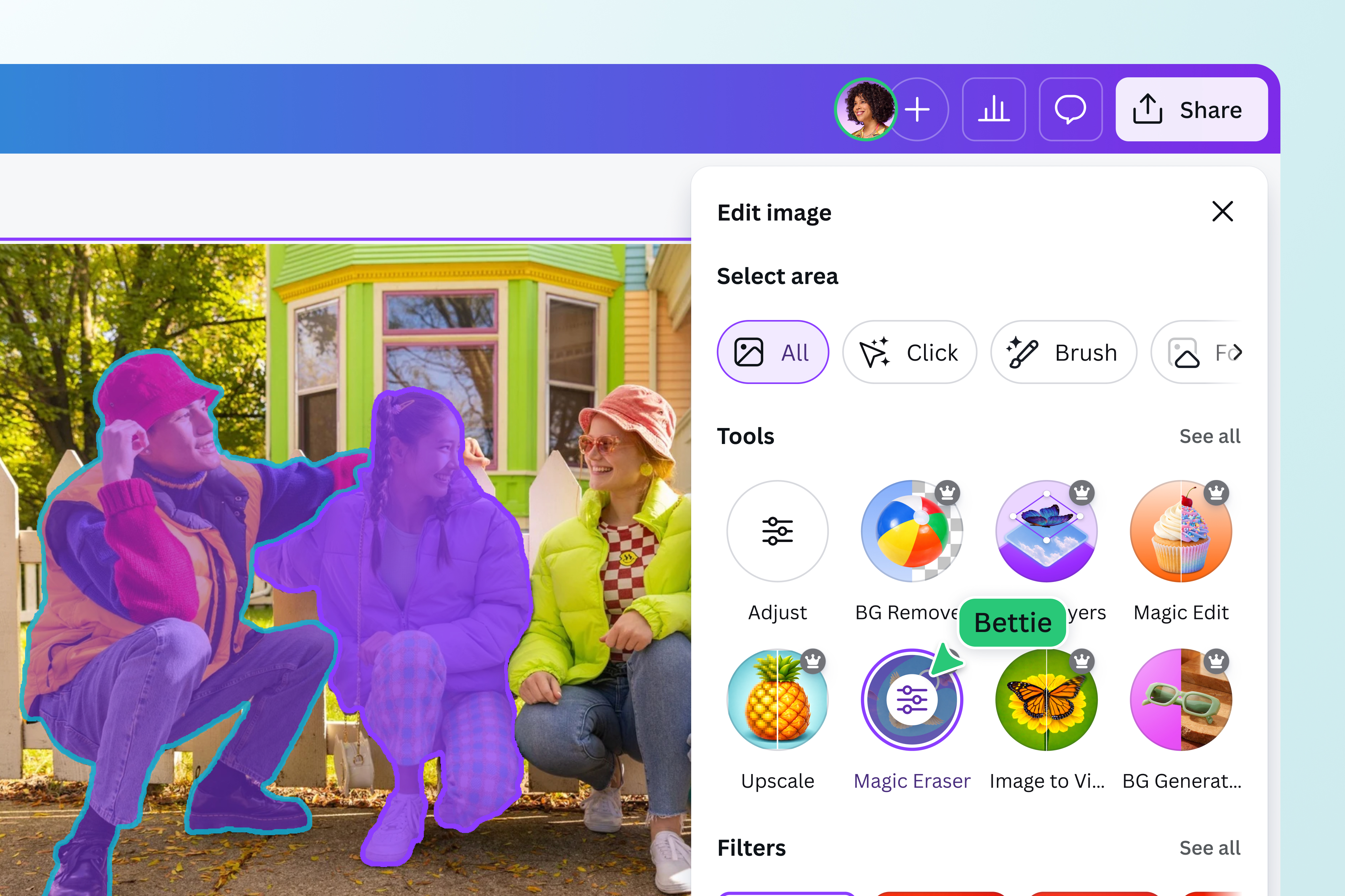 Use magic eraser to enhance your deblurred image