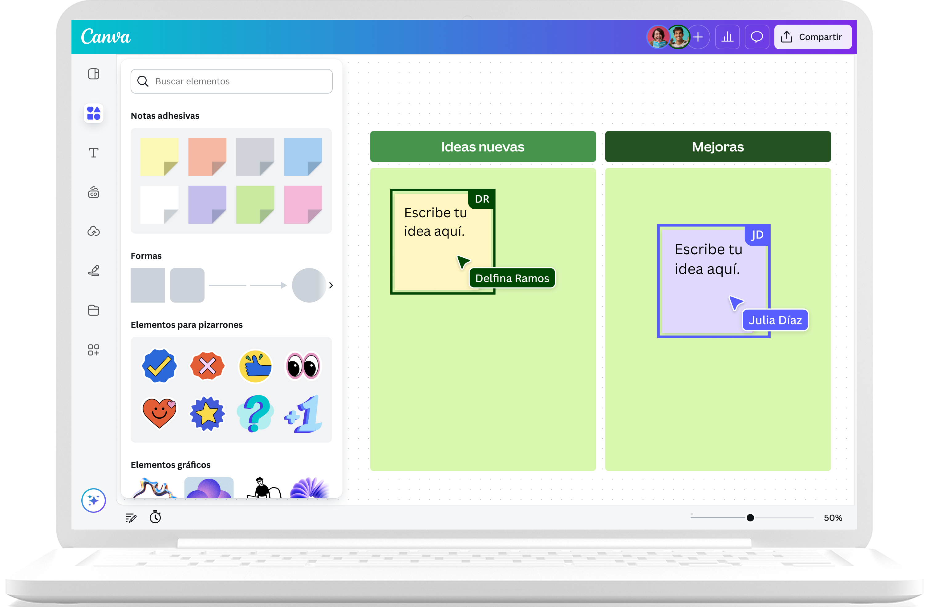 Cómo usar el pizarrón online de Canva