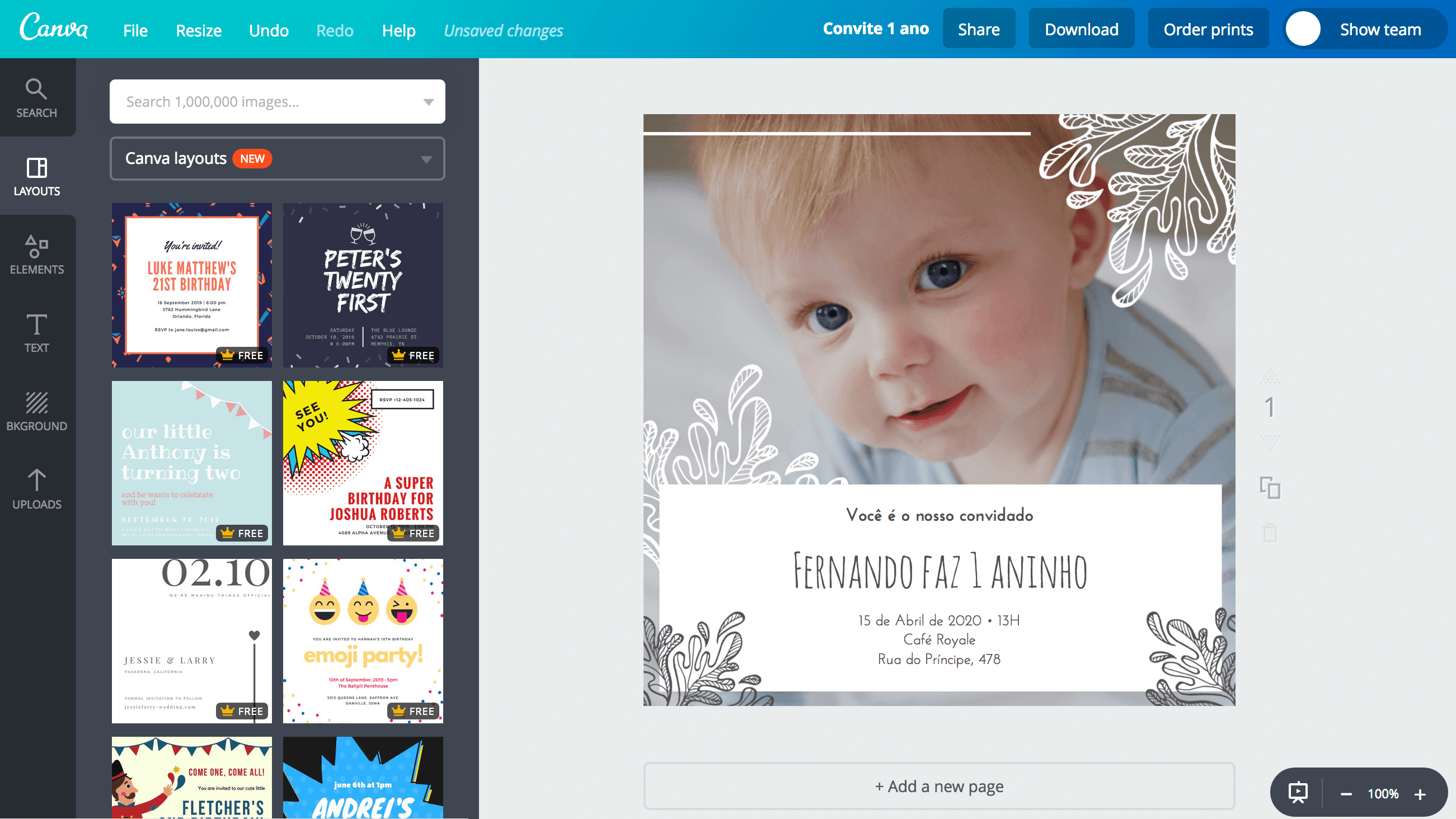 Screen Shot 2017-12-04 at 11.25.38 AM Convite de aniversário de 1 ano