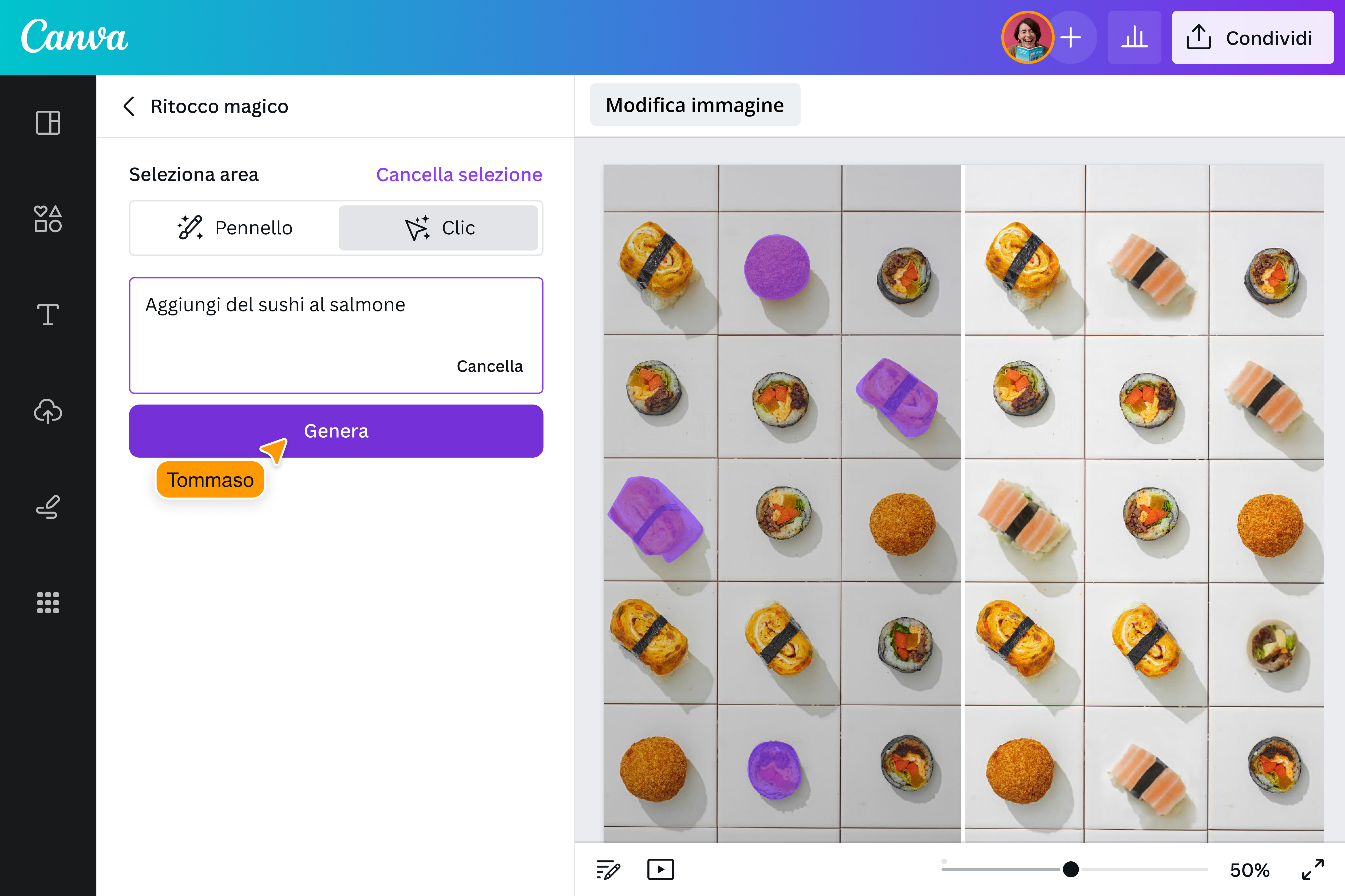 Sostituire oggetti nelle foto con l'editor foto AI di Canva