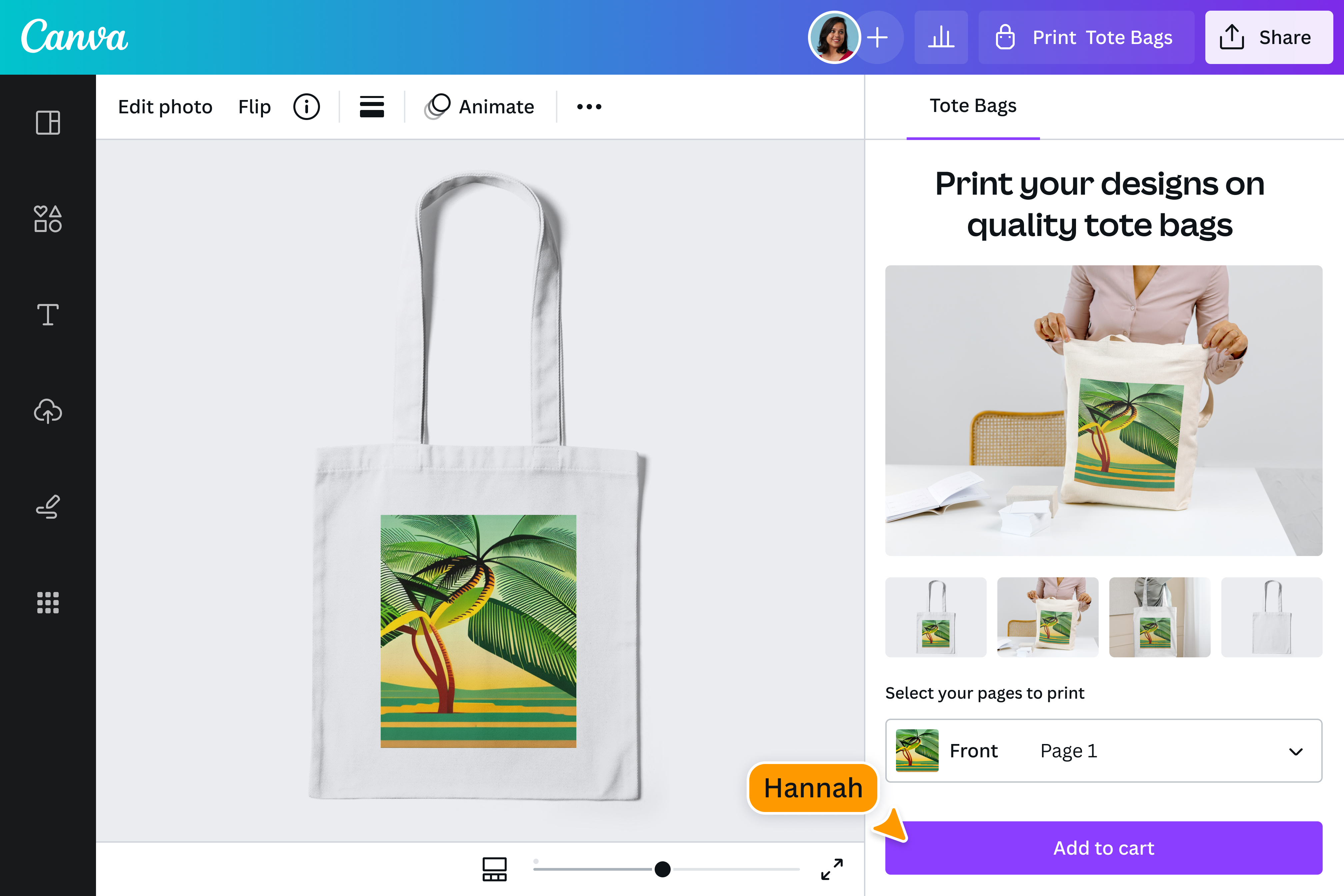 Anteprima di stampa di immagine AI su tote bag