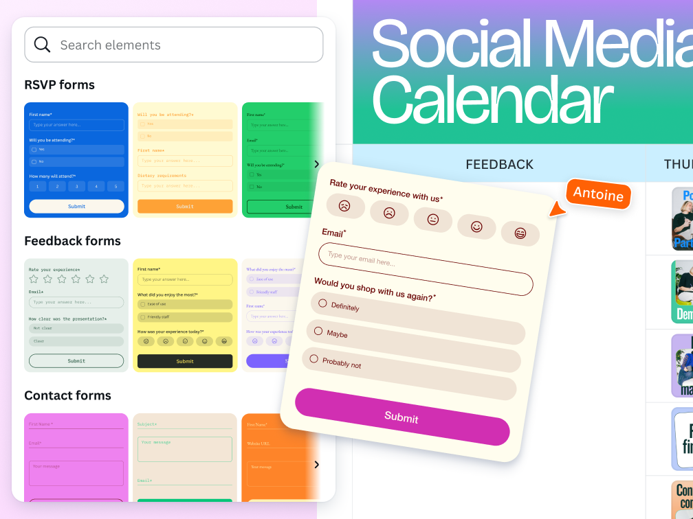 Preview of custom forms on Canva