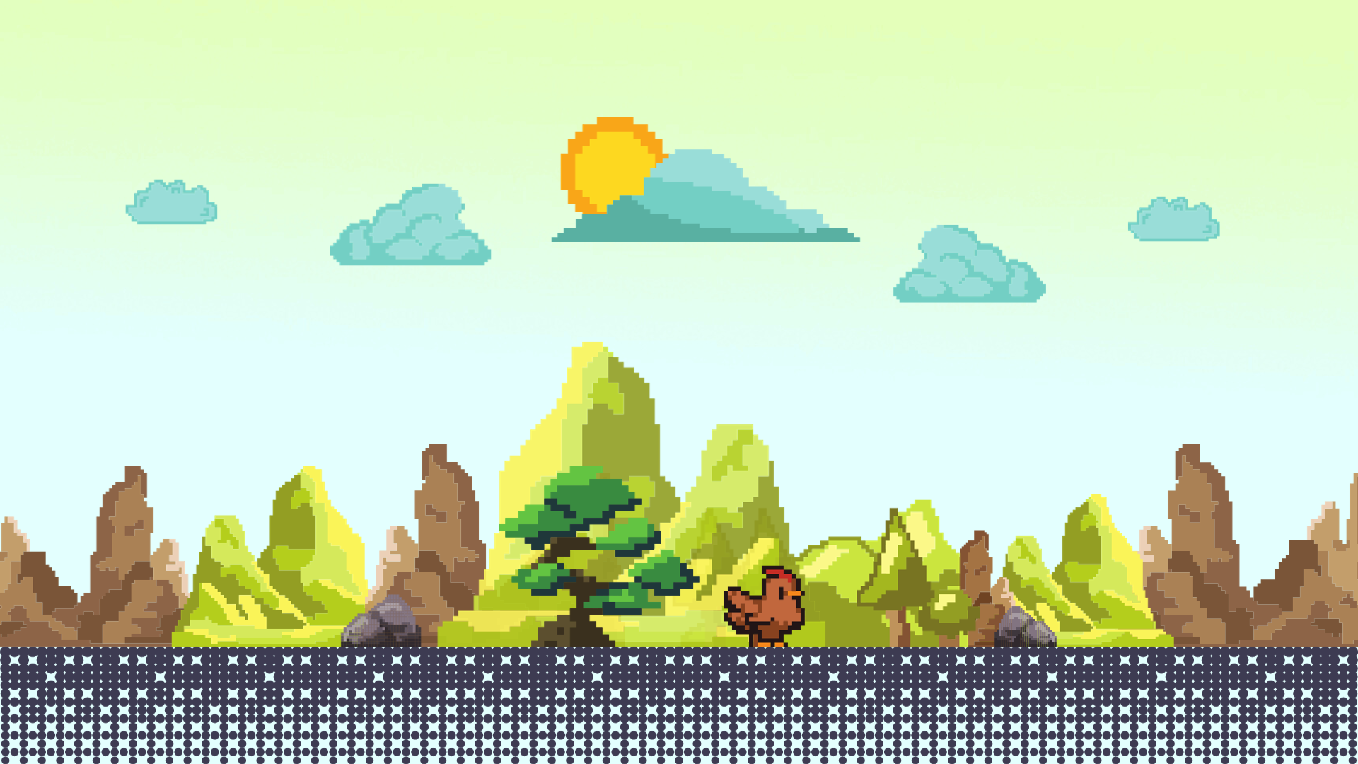 canva,pixel art,tableau,paysage