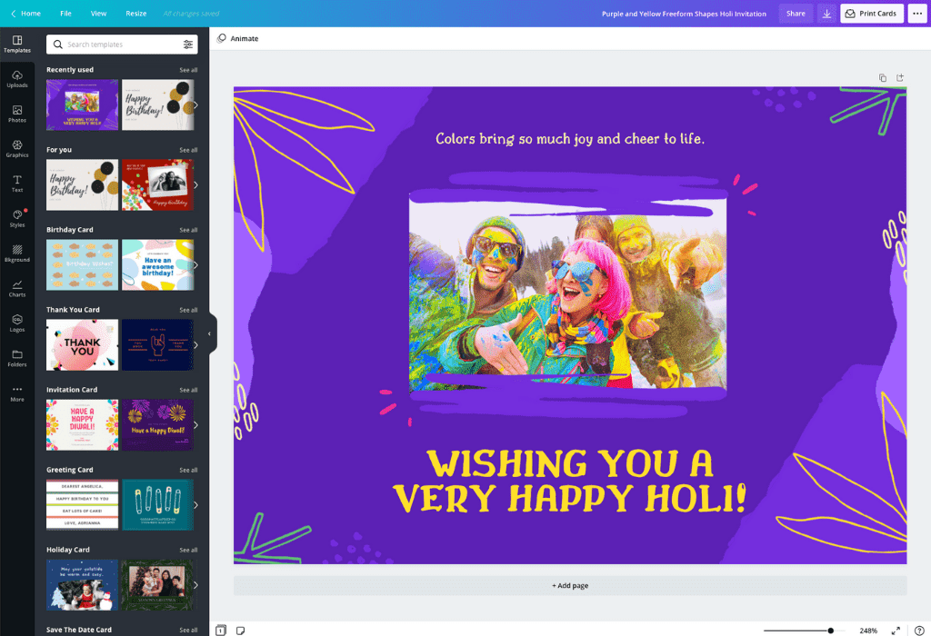 How to make a Holi invitation card- Canva How to make a Holi invitation card- Canva