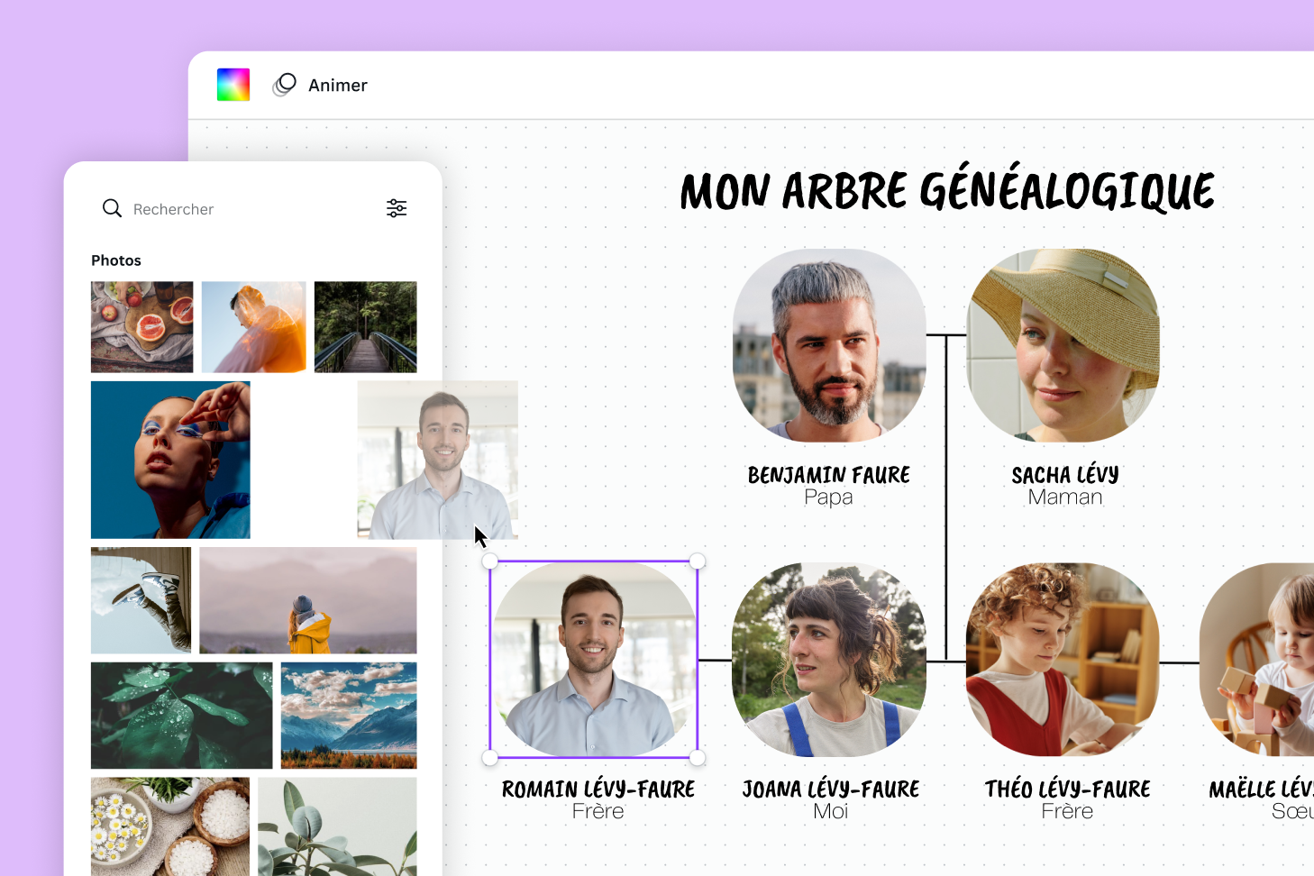 Modèle d’arbre généalogique à remplir ouvert sur Canva Modèle d’arbre généalogique à remplir ouvert sur Canva