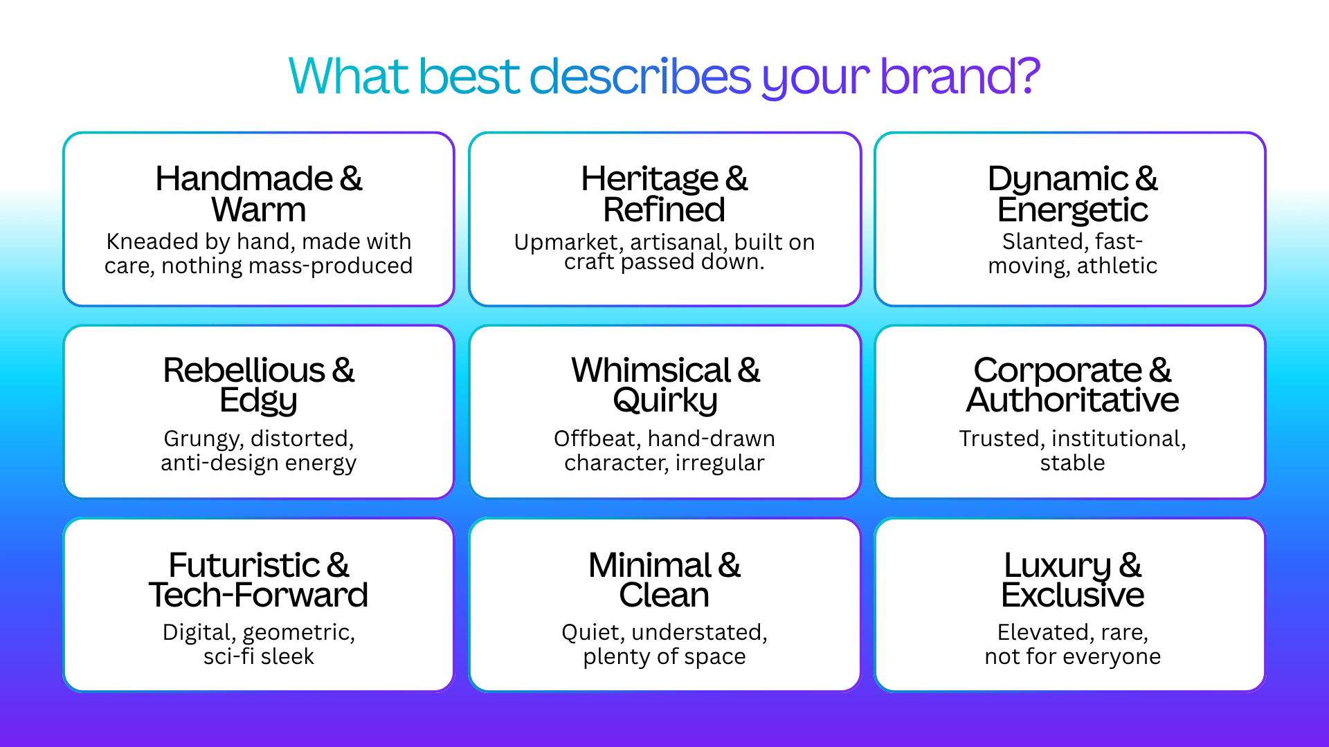 A list of personalities your brand could be