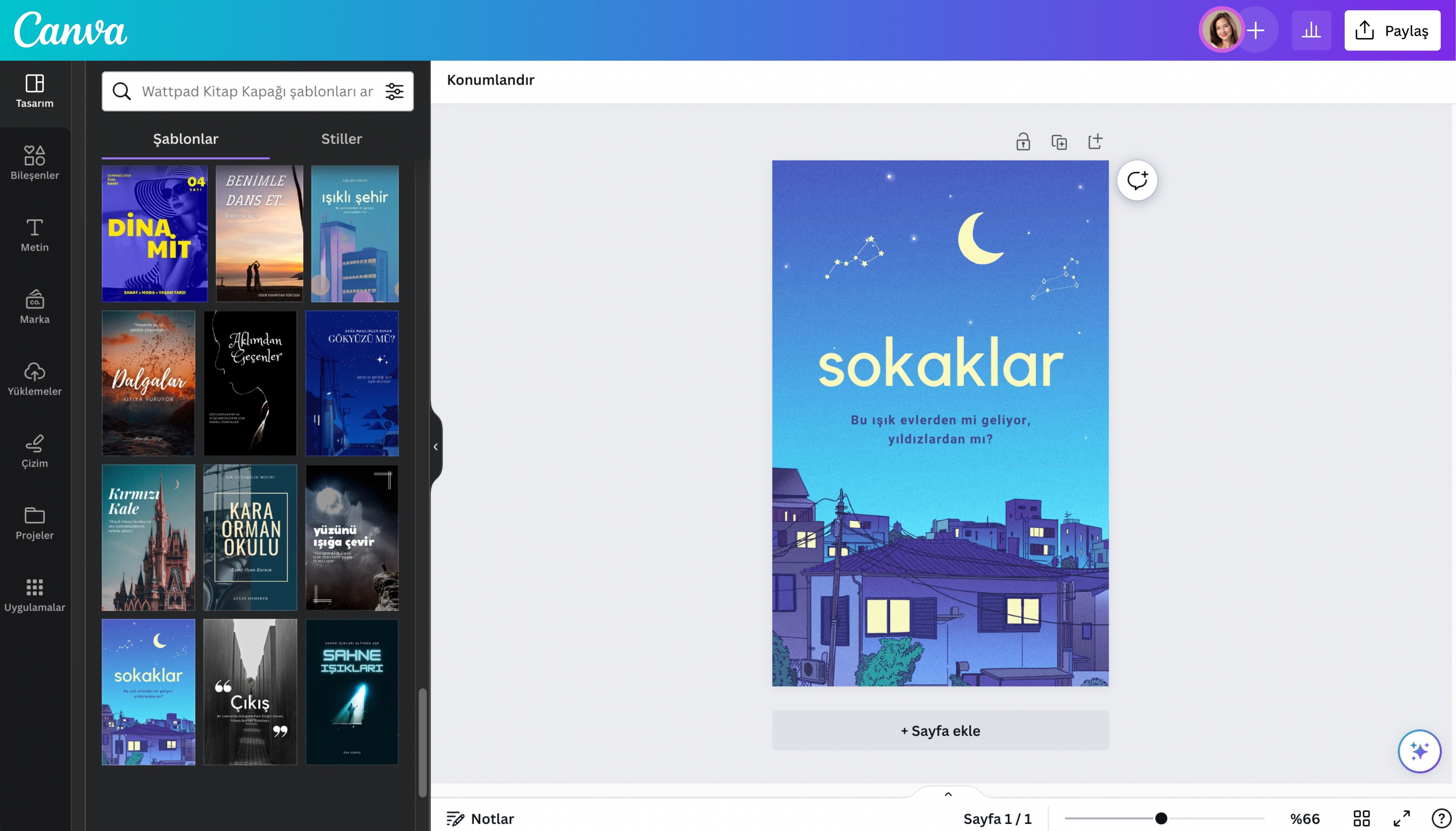 wattpad kapak tasarımı - Canva