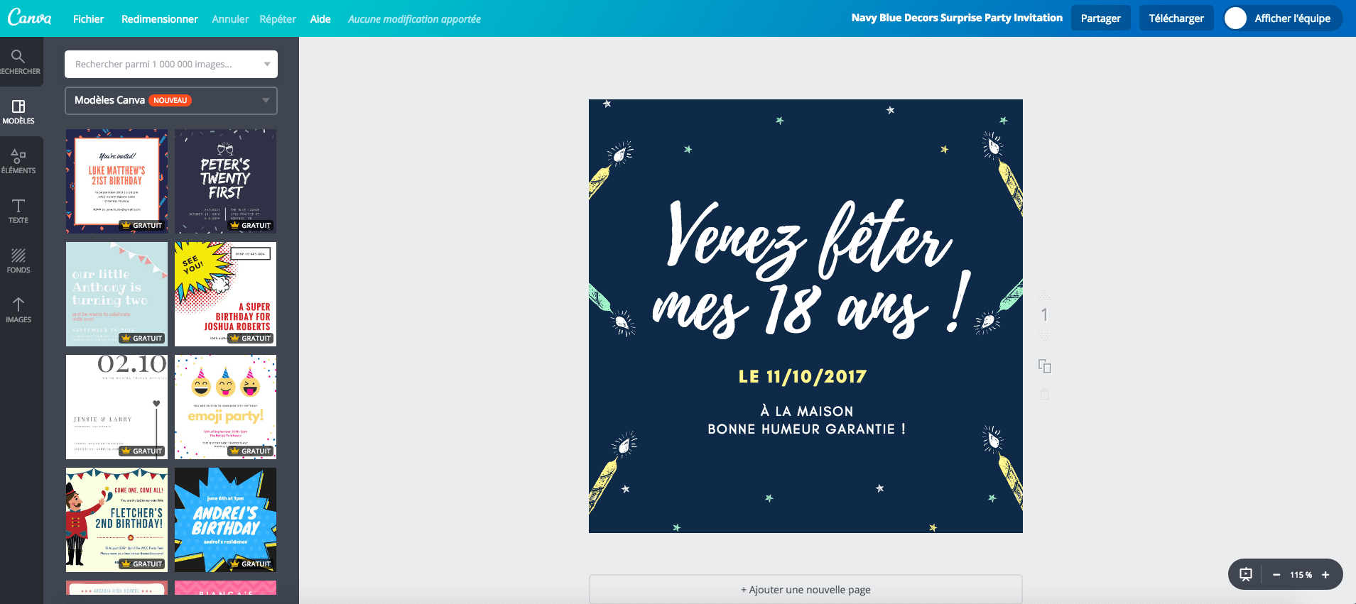 Invitation à l’anniversaire des 18 ans en cours de modification dans Canva Invitation à l’anniversaire des 18 ans en cours de modification dans Canva