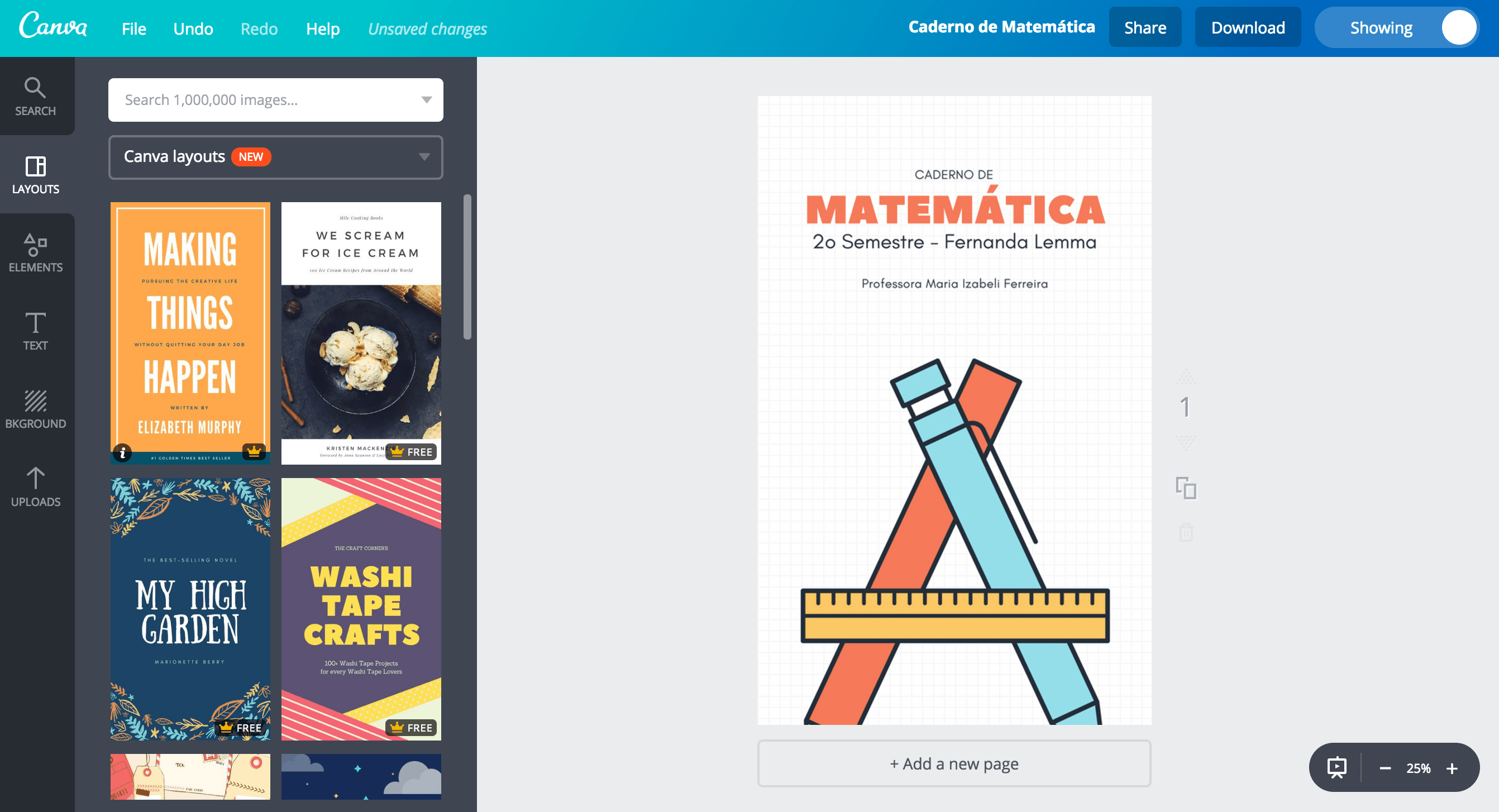 Capa para caderno de matemática Capa para caderno de matemática