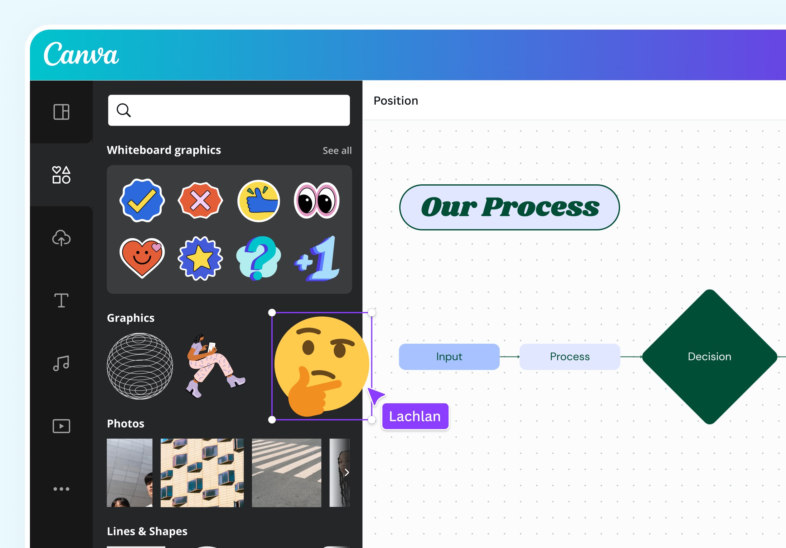 Use whiteboard graphics to style your Process Flow 