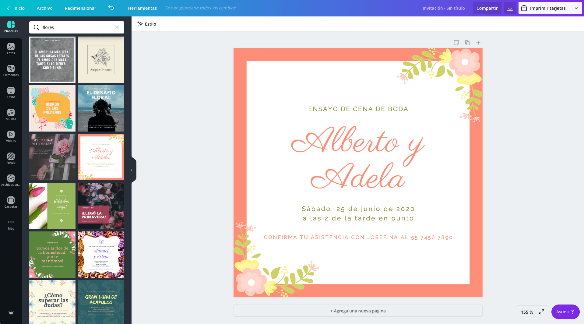 Invitaciones llenas de flores